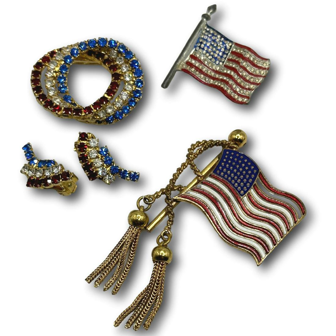 Kramer Patriotic Earrings and Brooch: Not all pieces are marked. All markings are shown in the photographs. PICKUP AND SHIPPING Local pickup is available in Glenview, IL by appointment. The address will be provided on your invoice at chec