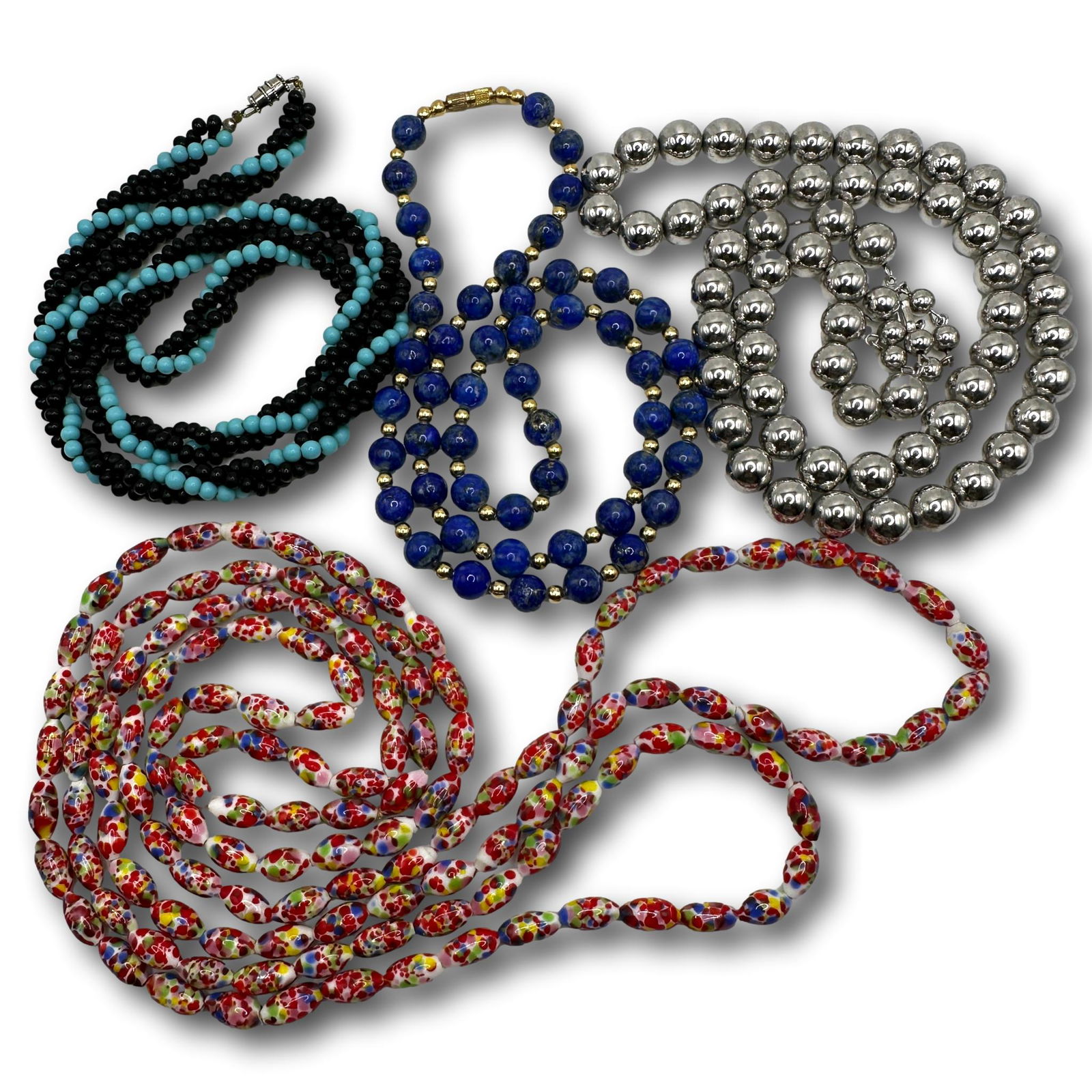 Coro Silver tone Beaded Necklace with Colorful Beaded Unmarked Pieces (1 of 5)