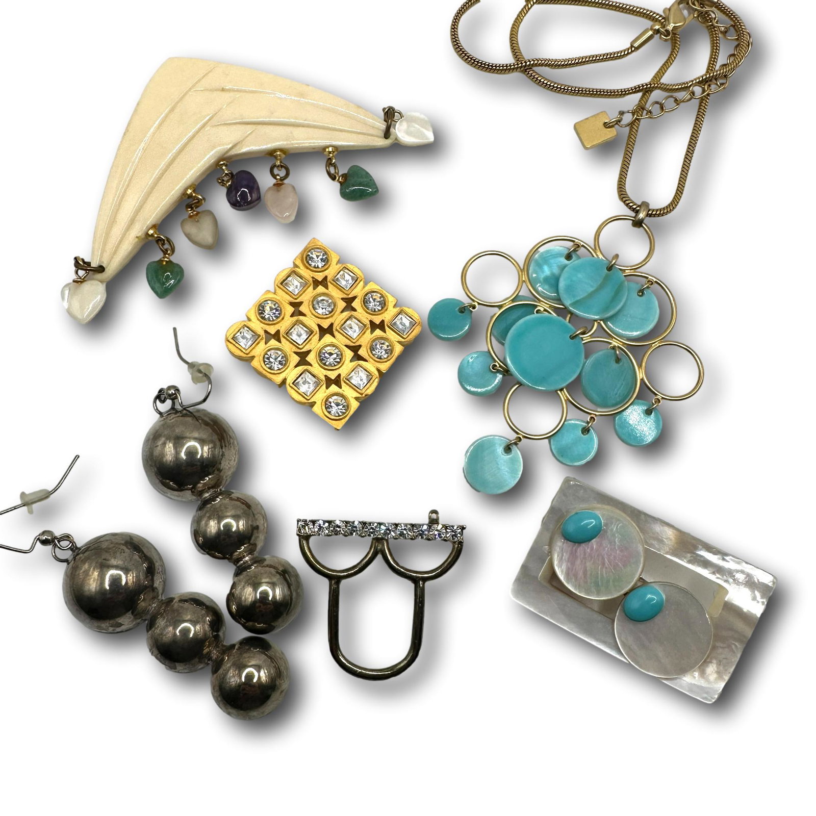 Heidi Daus for Jim Walters Brooch with Other Contemporary Pieces: Not all pieces are marked. See photos for marked jewelry. PICKUP AND SHIPPING Local pickup is available in Glenview, IL by appointment. The address will be provided on your invoice at checkout. In-Hou