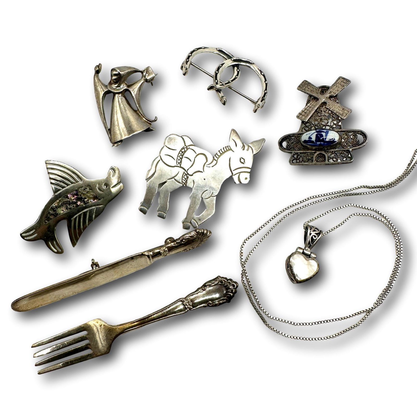 Fun Figural Group of Baubles including Delft and Sterling Silver (1 of 11)