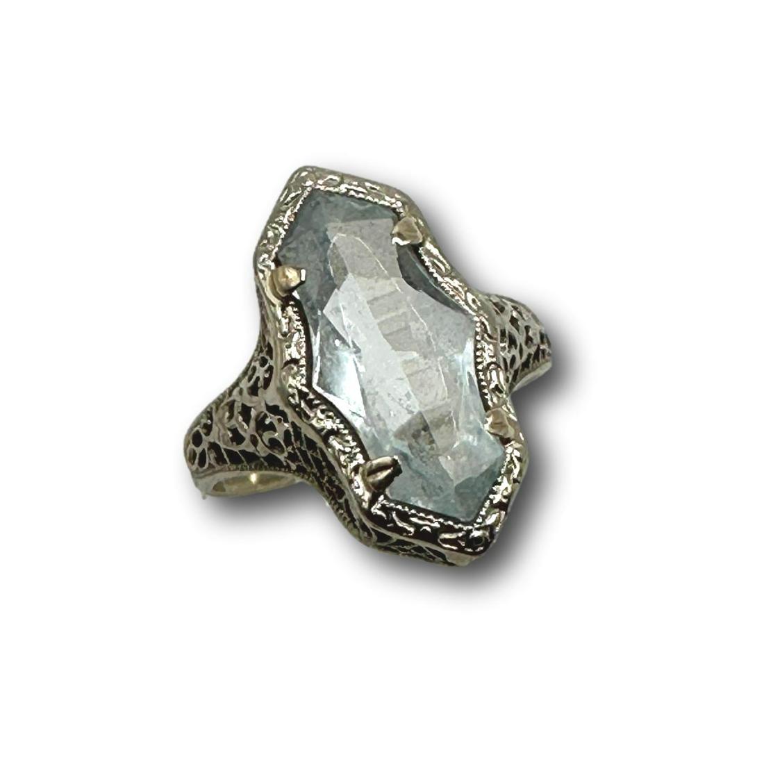 Antique 14K White Gold Belais Aquamarine Ring (1 of 8)
