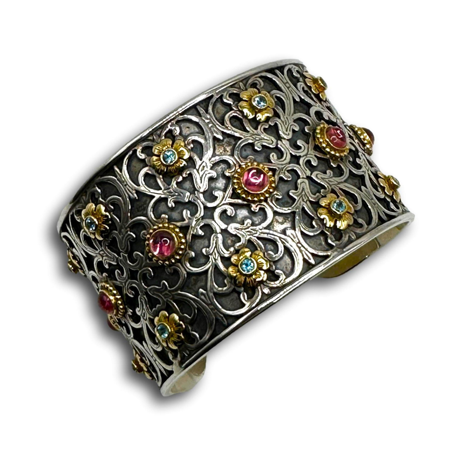 Konstantino Sterling Silver and 18K Gold Bejeweled Cuff Bracelet (1 of 9)