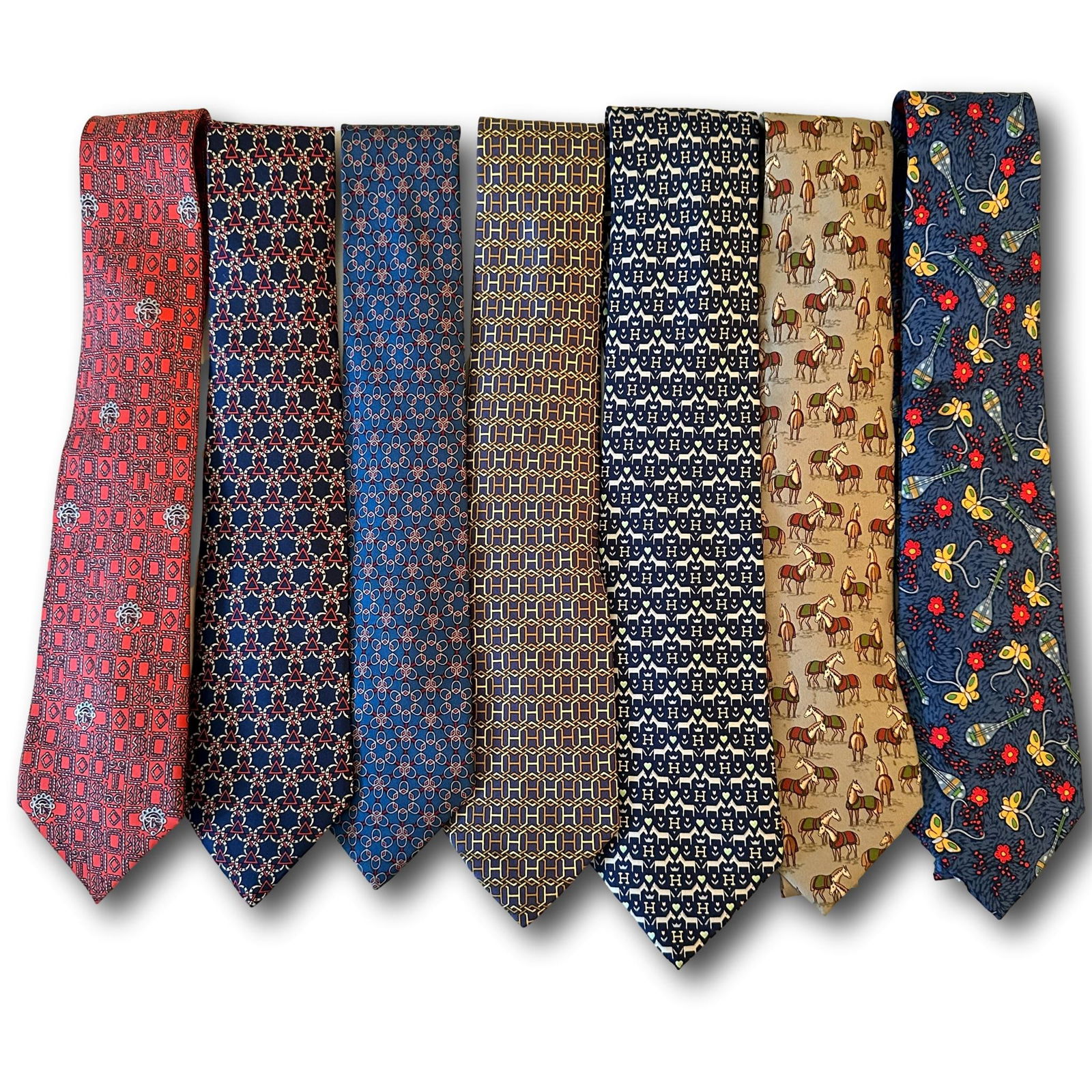 Lot of 7 Hermes Silk Neckties #1 (1 of 19)
