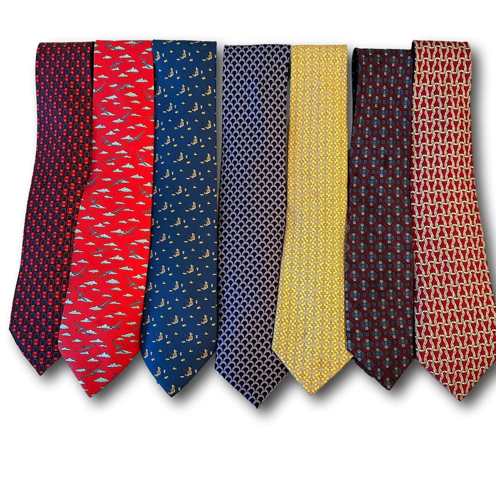 Lot of 7 Hermes Silk Neckties #2 (1 of 17)
