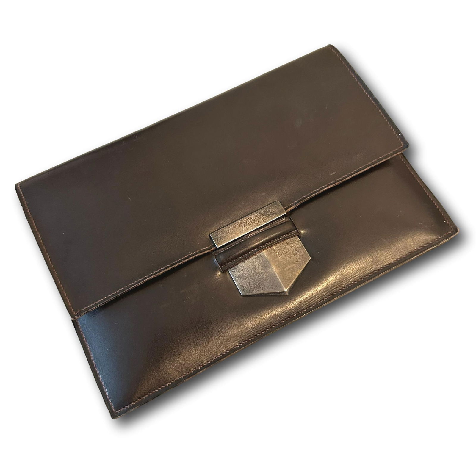 Hermes Leather Clutch Wallet with Sterling Silver Clasp (1 of 8)