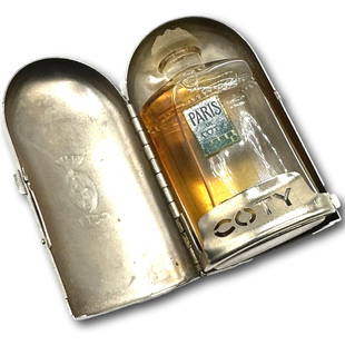 1920's Coty Paris Perfume in Metal Container: Most items are used or vintage and may show wear commensurate with age and use. Please inspect photos carefully as they are a part of the description. Perfumes and powders may not smell the same as