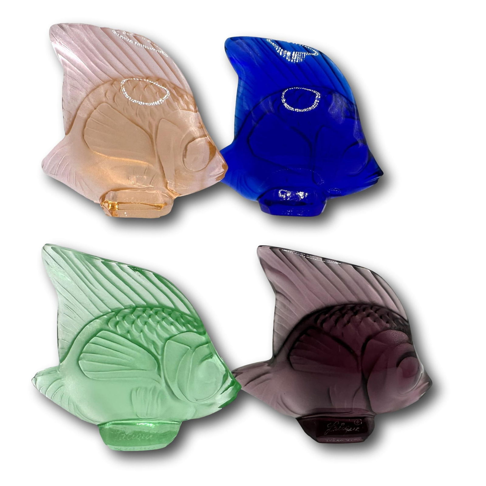 Set of Four Lalique Poisson Fish Figurines New in Box (1 of 9)