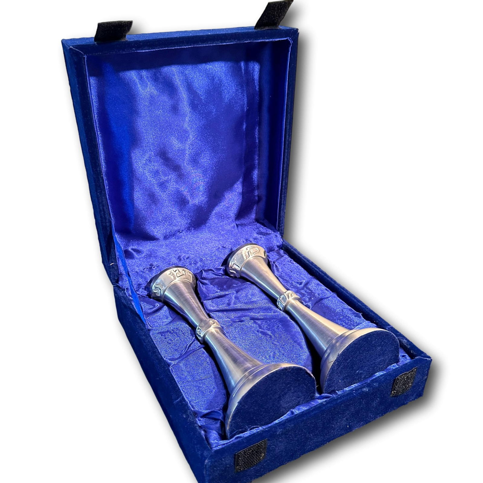 Pair of Pewter Judaica Candlesticks (1 of 5)