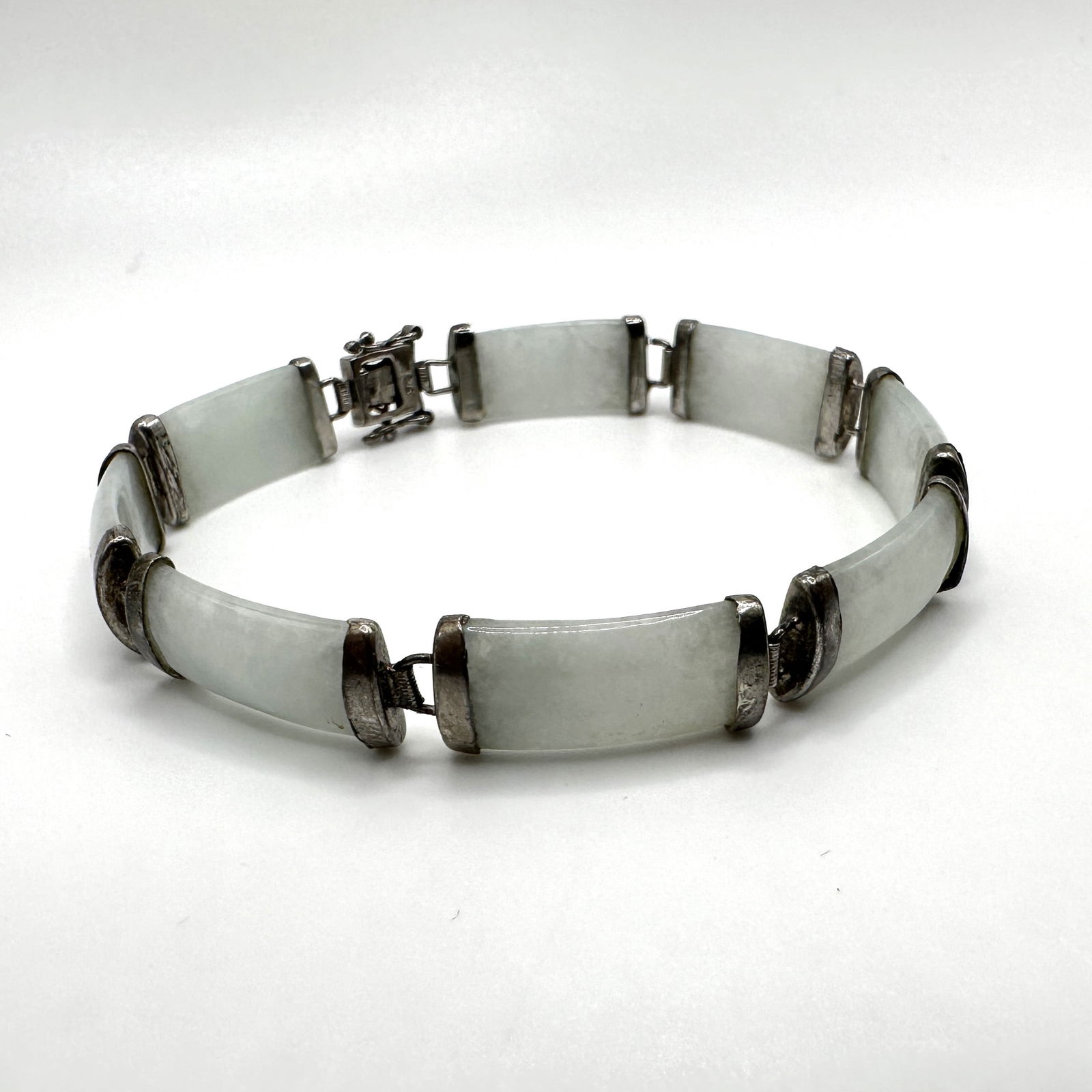 Jade and Sterling Silver Bracelet (1 of 4)