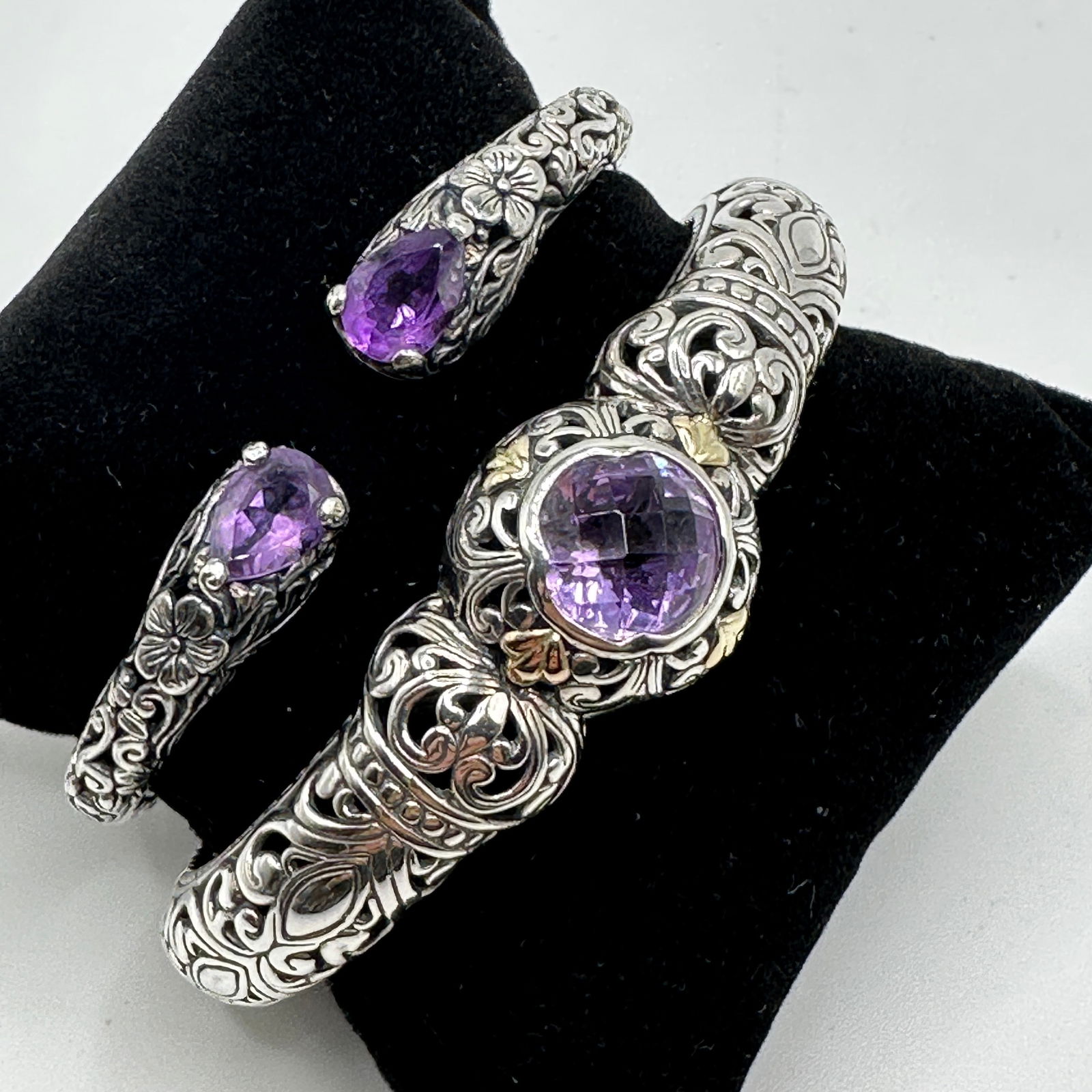 Sterling Silver and Amethyst Pair of Bracelets (1 of 7)