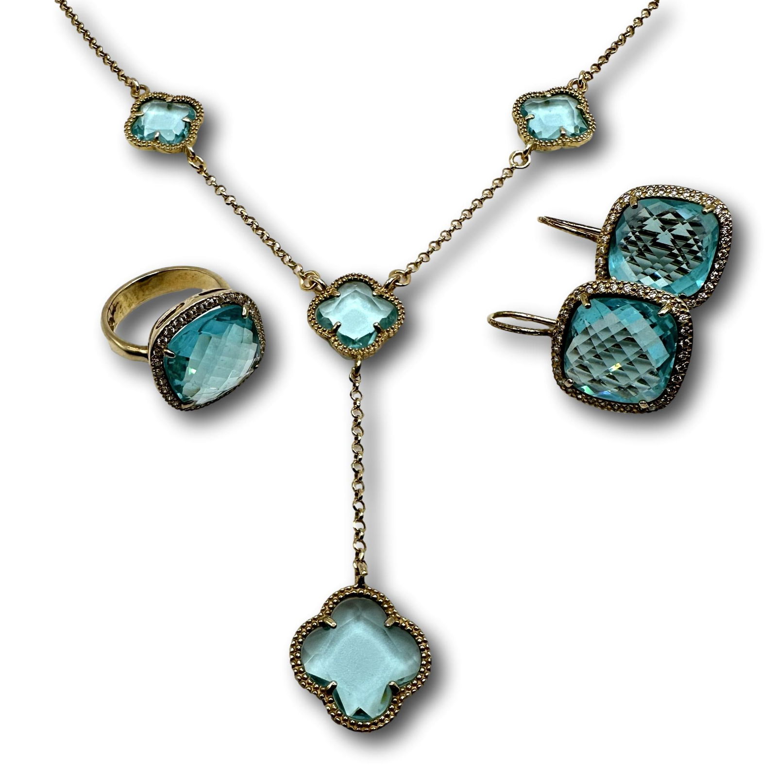 Italian Sterling Silver Earrings, Necklace, and Ring Set (1 of 5)