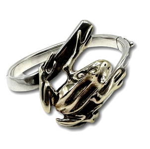 Sergio Bustamante Gold Plated and Sterling Silver Frog Bangle Bracelet