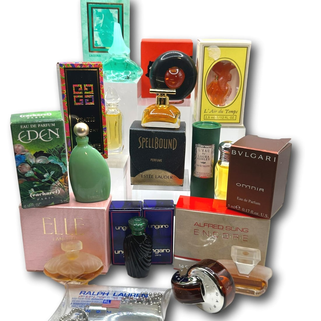 Nina Ricci, Bvlgari, Sung, Ungaro, Lauder, Picasso & More Perfumes, EDT, EDP Miniatures: Most items are used or vintage and may show wear commensurate with age and use. Please inspect photos carefully as they are a part of the description. Perfumes and powders may not smell the same as th