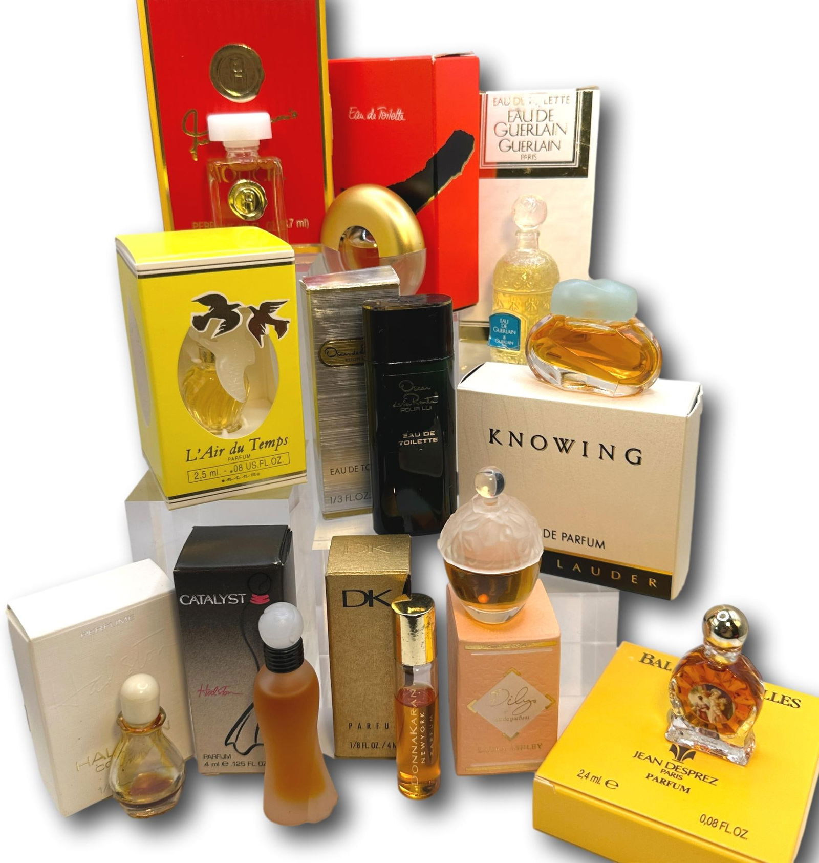 Nina Ricci, Lauder, Desprez, Halston, Guerlain & More Perfumes, EDT, EDP Miniatures: Most items are used or vintage and may show wear commensurate with age and use. Please inspect photos carefully as they are a part of the description. Perfumes and powders may not smell the same as th