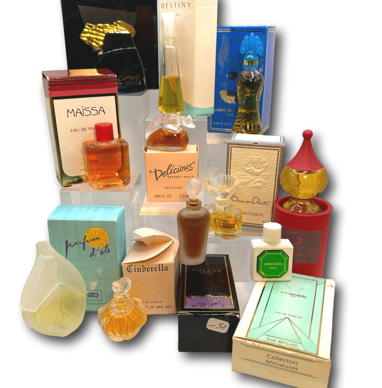 Gucci, Maissa, Volage, Esmeralda, Cinderella & More Perfumes, EDT, EDP Miniatures: Most items are used or vintage and may show wear commensurate with age and use. Please inspect photos carefully as they are a part of the description. Perfumes and powders may not smell the same as th