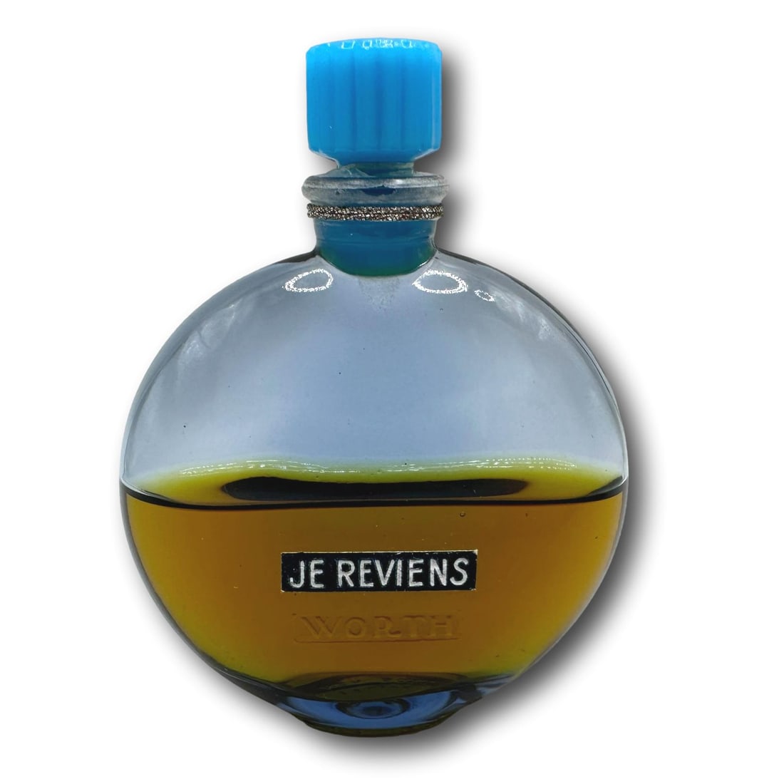 Lalique Perfume Bottle for Worth Je Reviens: No chips, cracks, or repairs. Bottle retains original plastic shrink wrap over the cap and neck. The plastic film has cracked over time. The crack is in the plastic film only, and not on the bottle ca