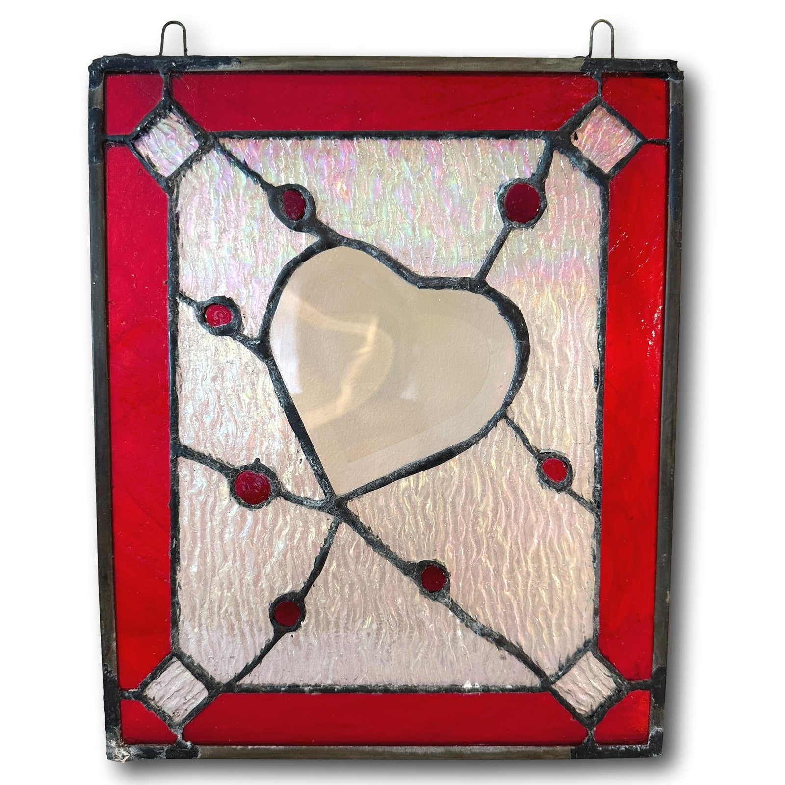 Stained Glass Panel with Beveled Glass Heart (1 of 3)