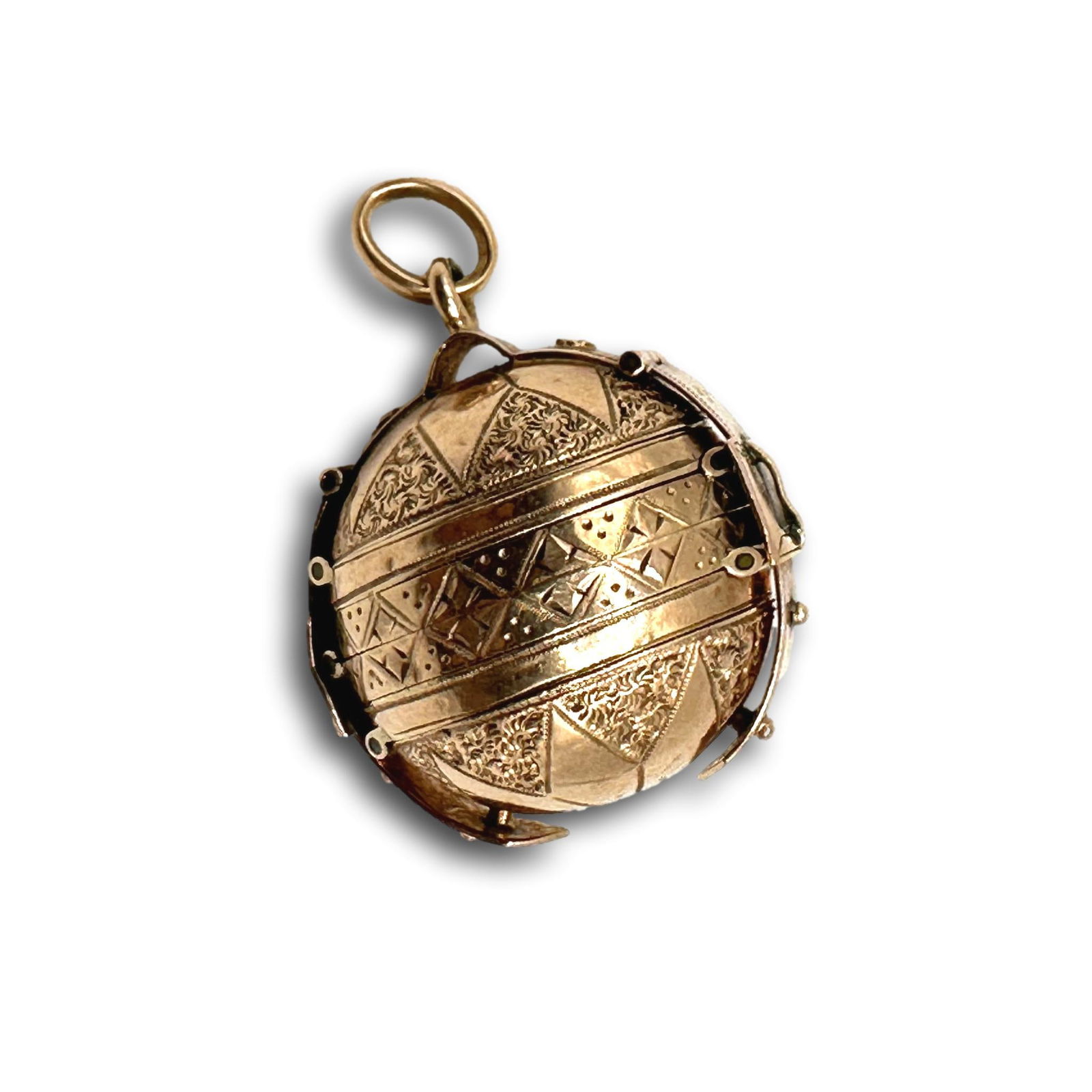 Antique 14K Gold Globe Ball Picture Locket Pendant Charm (1 of 10)