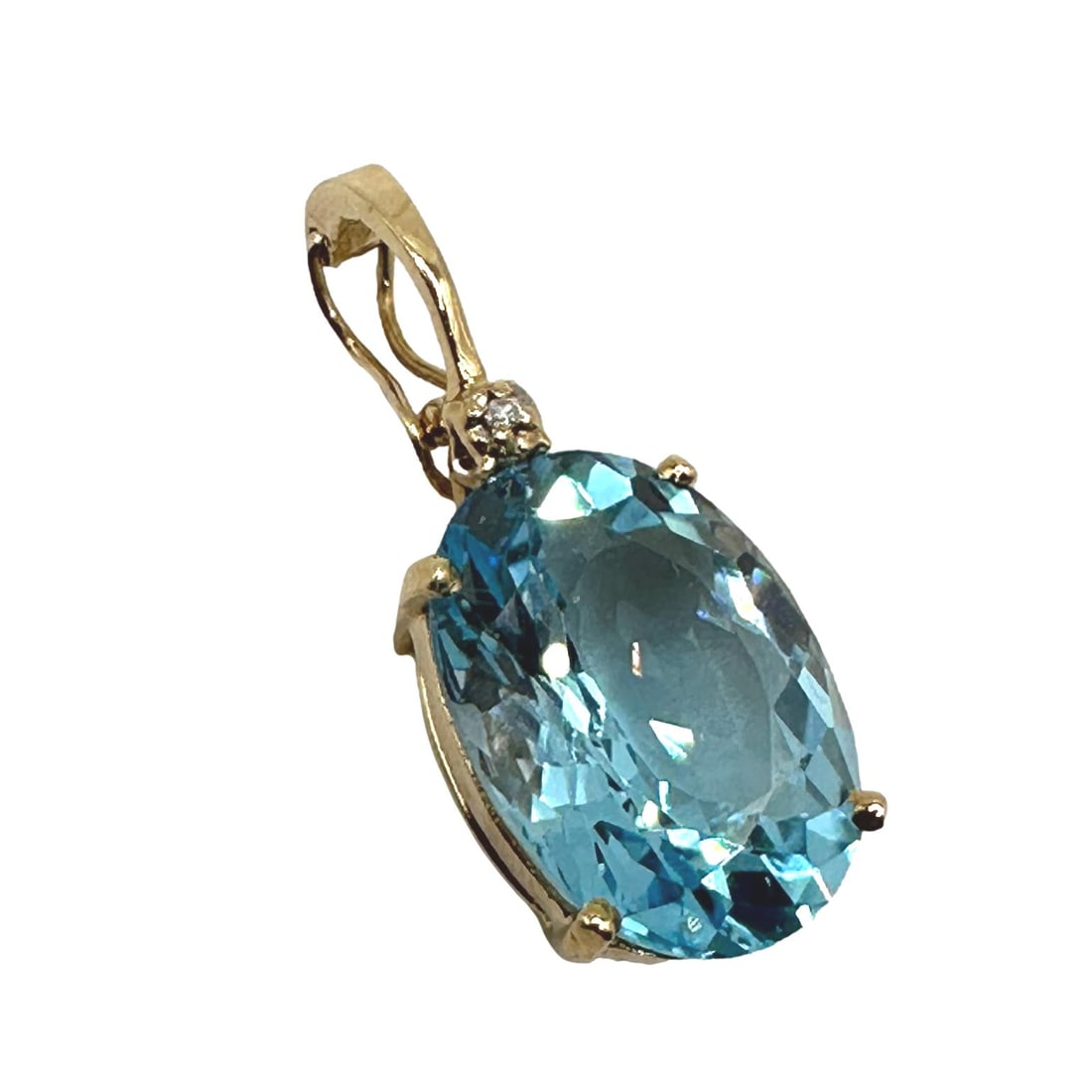 14K Gold Blue Topaz Enhancer Pendant (1 of 6)