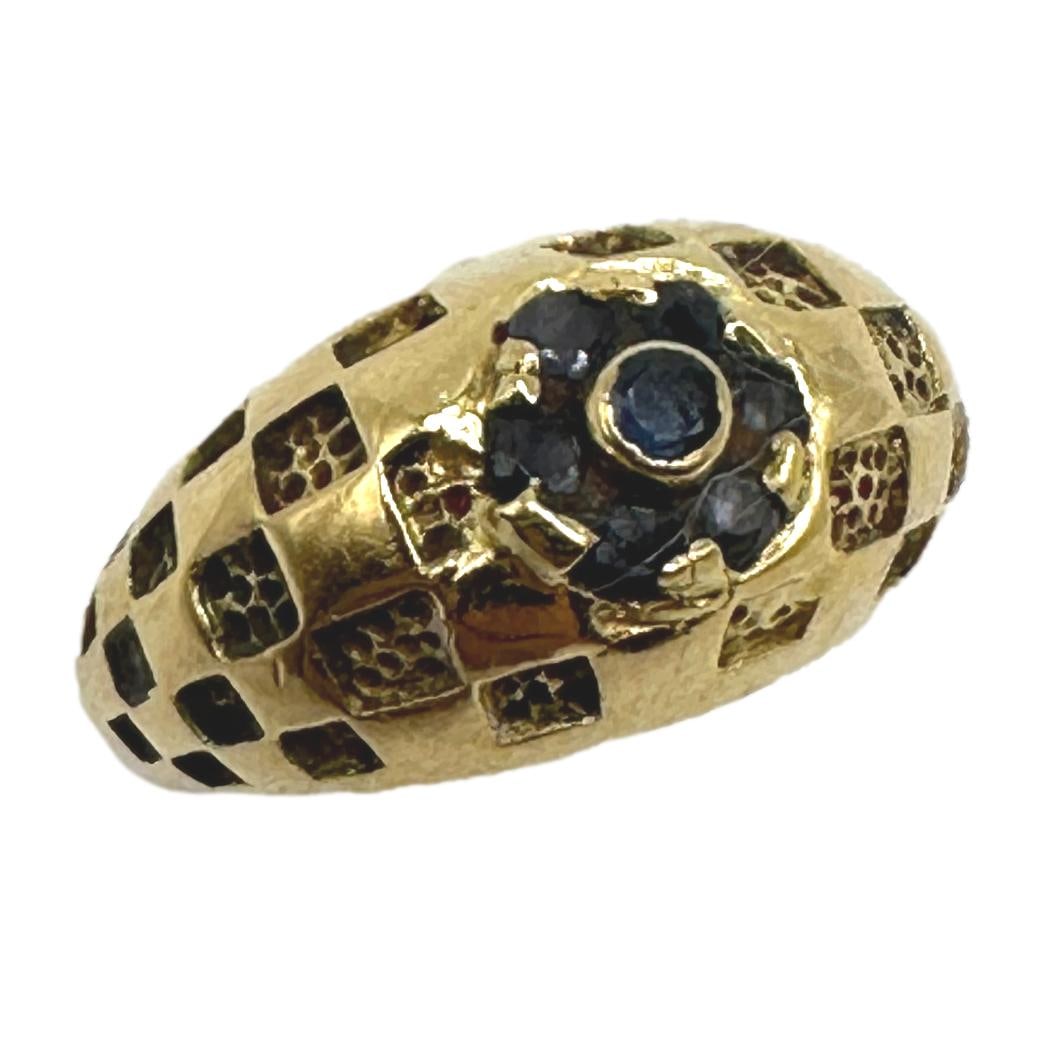 Vintage 18K Gold Blue Sapphire Ring Size 5 1/4 (1 of 4)