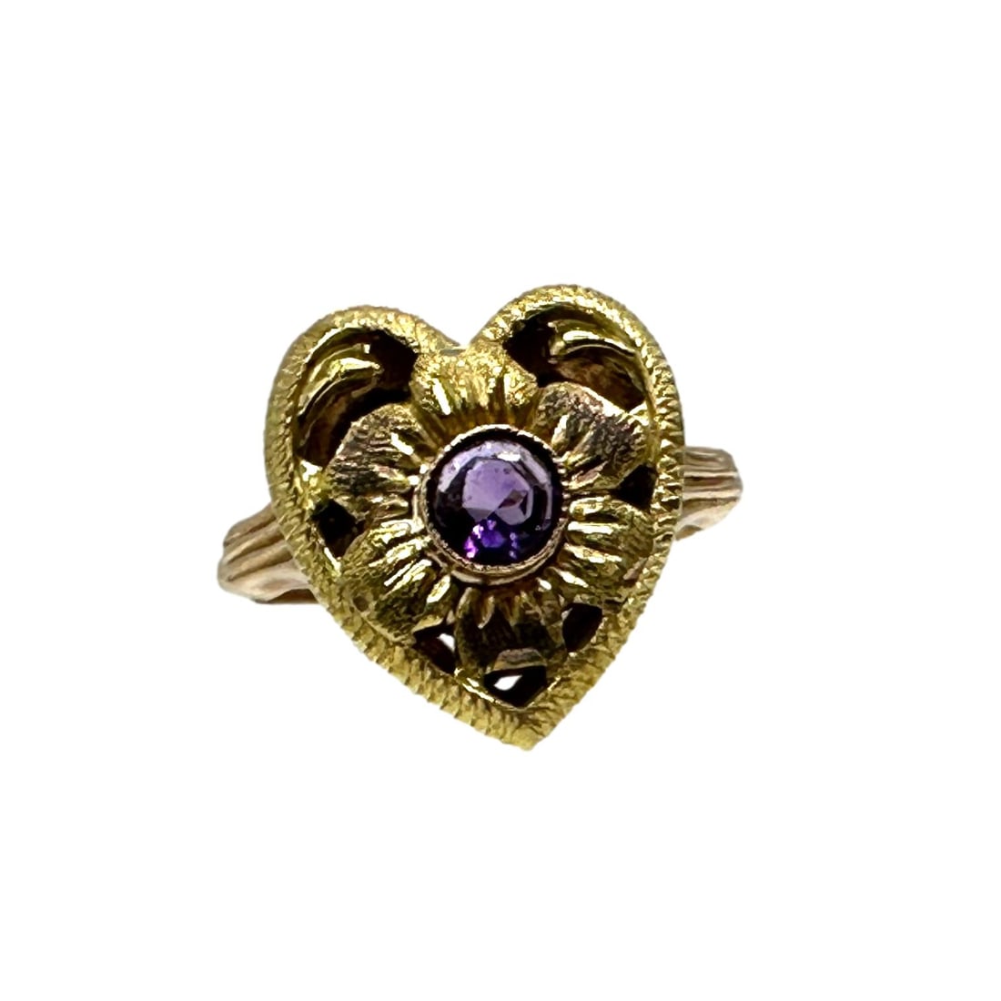 Vintage 10K Gold and Amethyst Heart Ring (1 of 3)