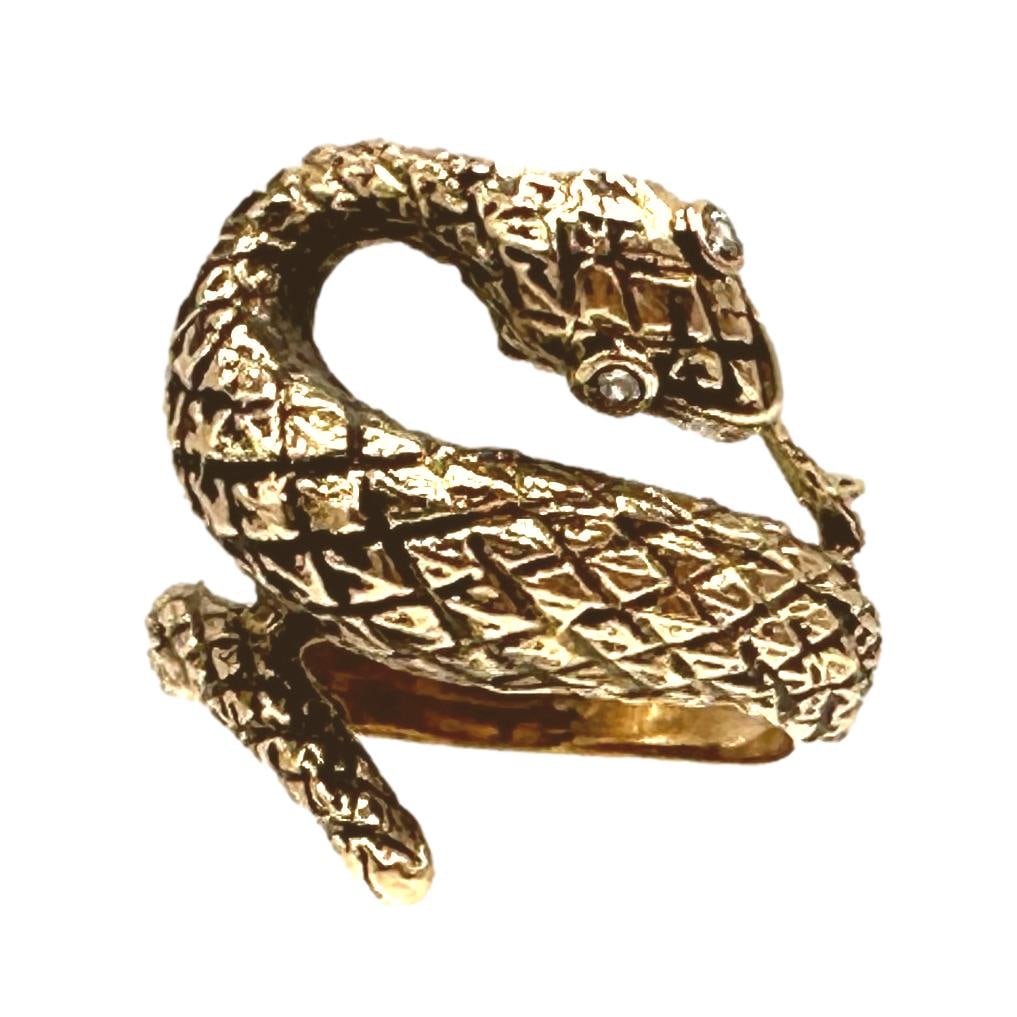 Haven 14K Gold & Diamond Snake Serpent Ring (1 of 4)