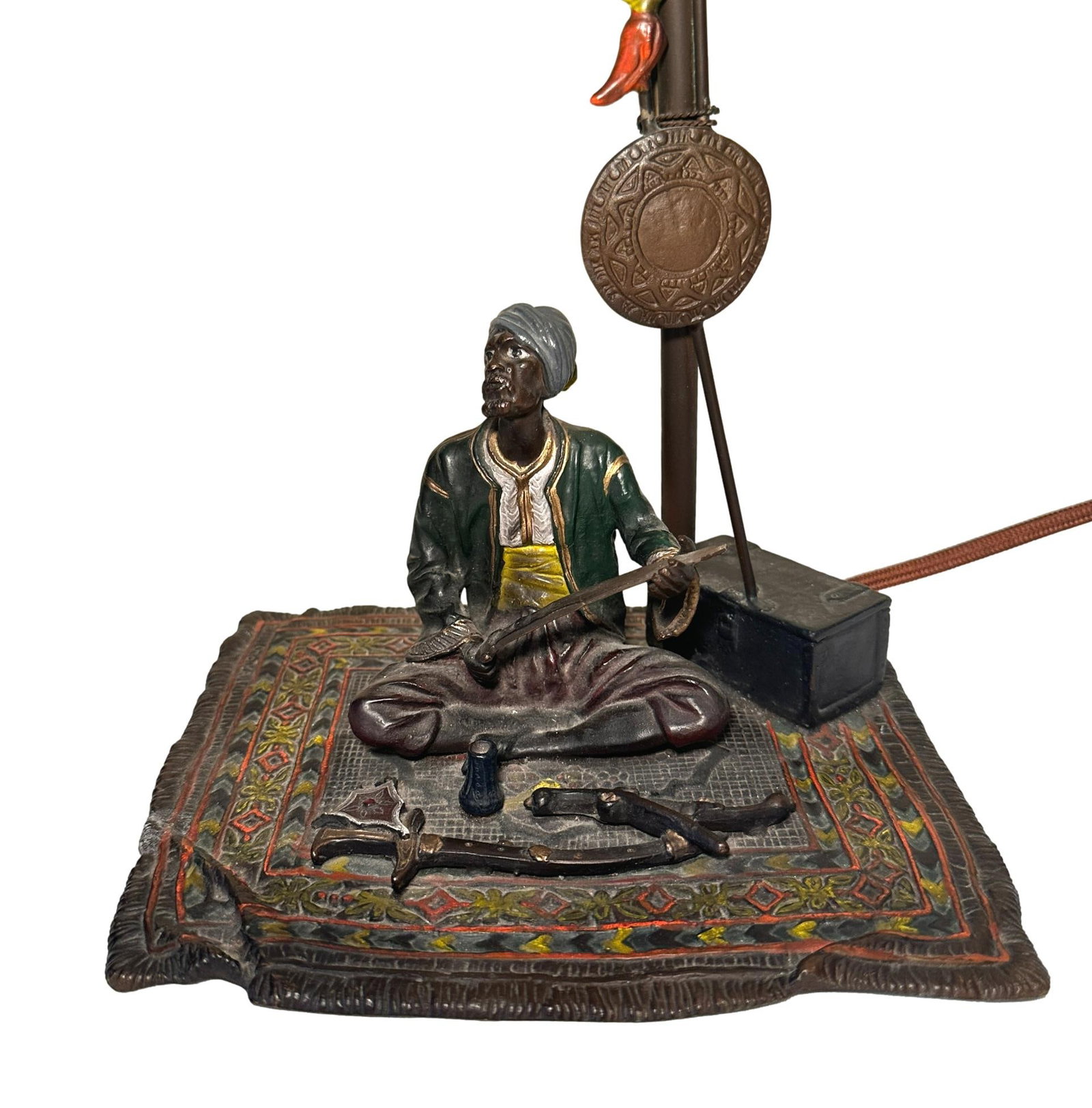 Franz Bergman "Nam Greb" Cold Painted Bronze Weapons Merchant Figural Lamp (1 of 13)
