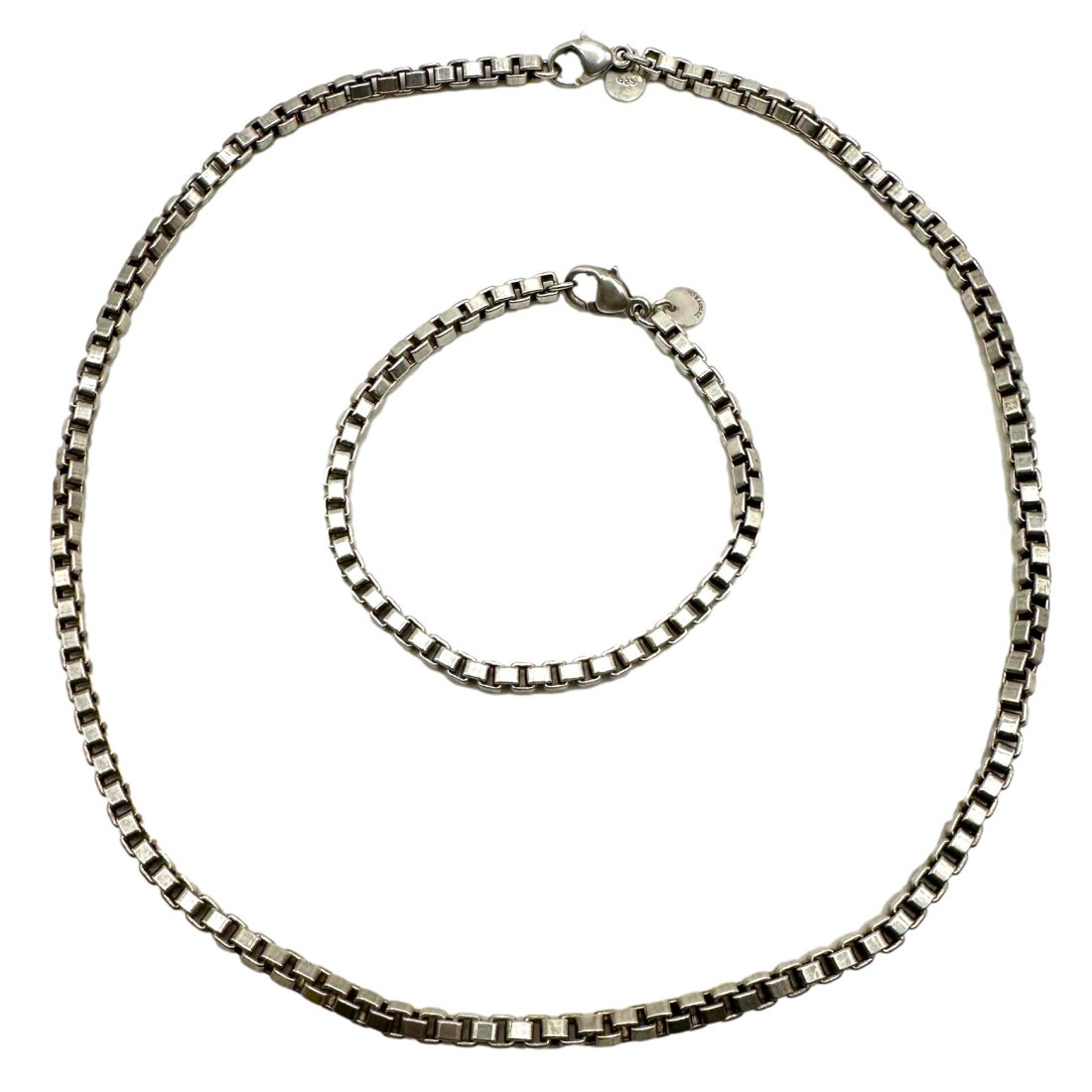 Tiffany & Co Sterling Silver Venetian Box Chain Necklace and Bracelet (1 of 5)