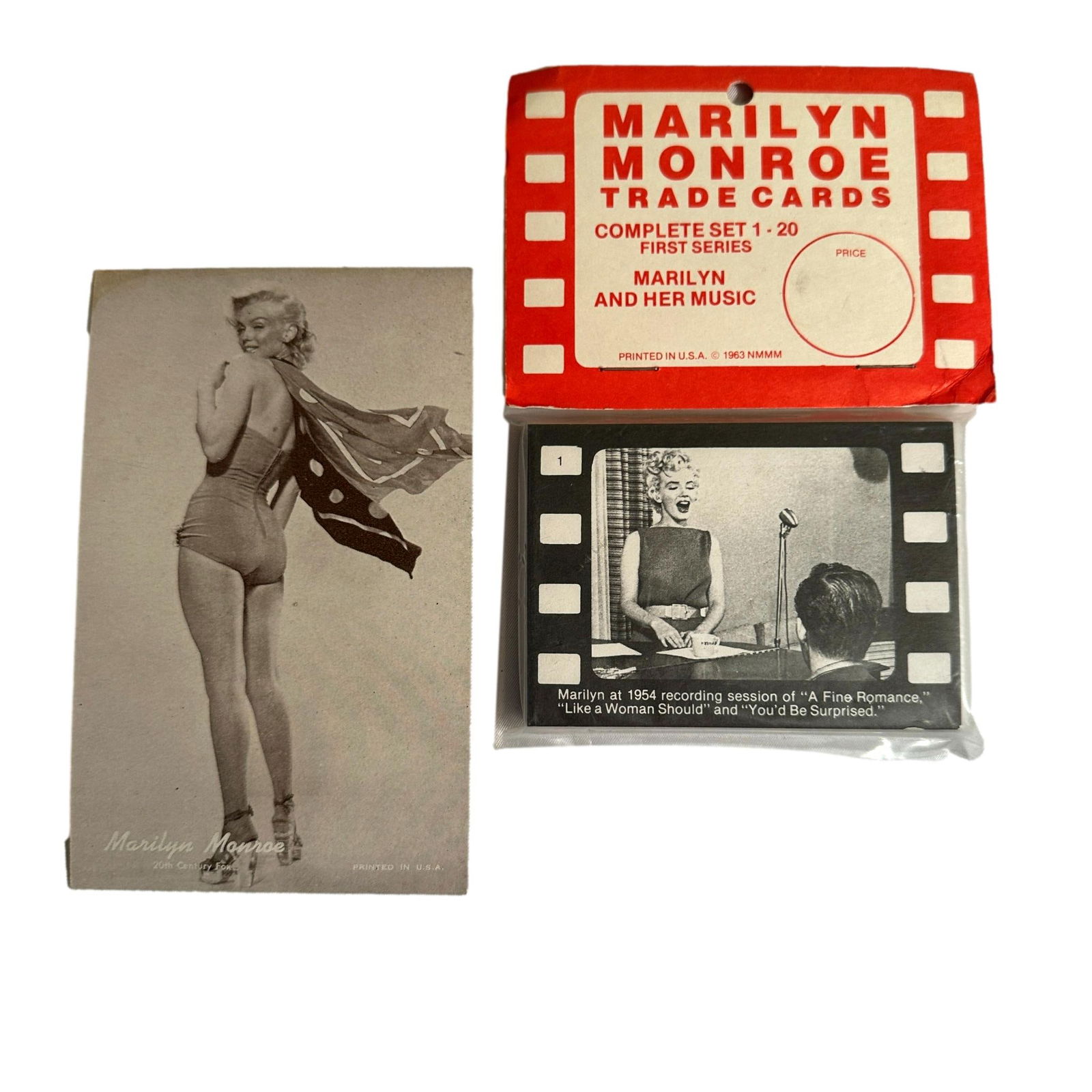 1963 Complete Unopened Set of Marilyn Monroe Trade Cards Post Card (1 of 7)