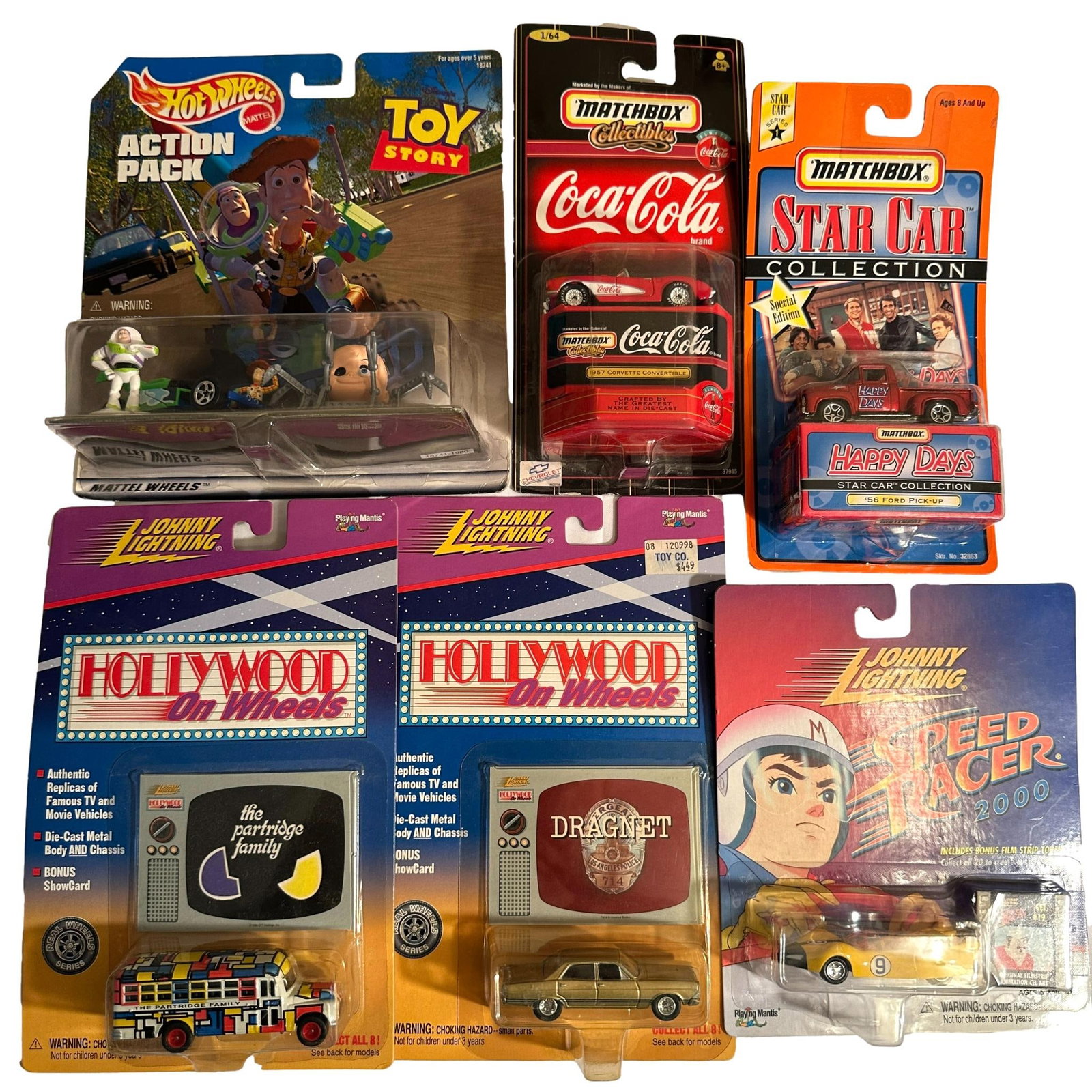 Hot Wheels Toy Story, Matchbox Coca Cola, Happy Days, Partridge Family, Dragnet Toy Cars (1 of 5)