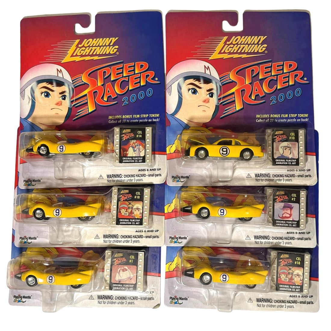 Lot of 6 Johnny Lightening Speed Racer Toy Cars with Filmstrip Animation Cel Art (1 of 5)