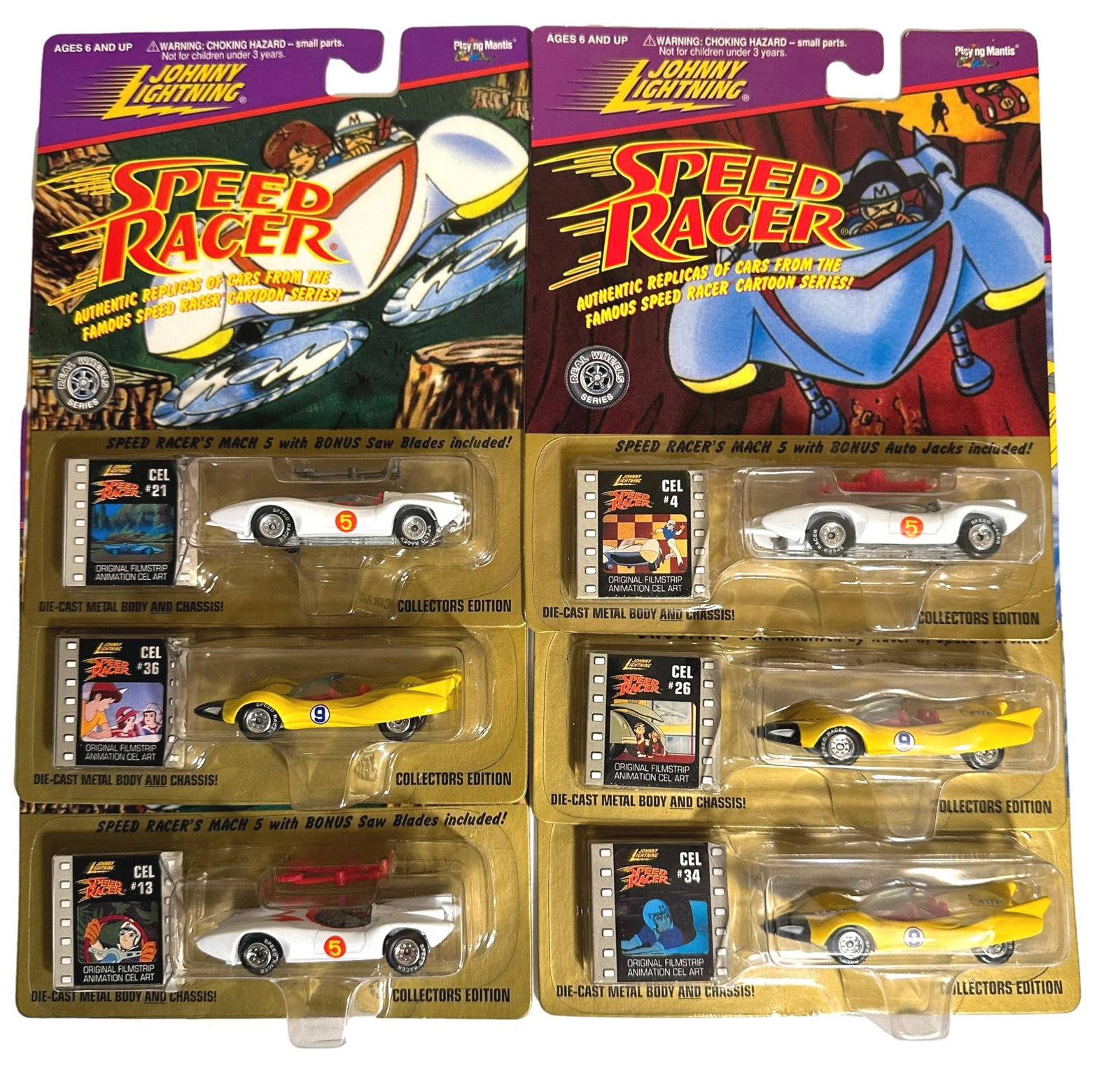 Lot of 6 Johnny Lightening Speed Racer Toy Cars with Filmstrip Animation Cel Art (1 of 5)
