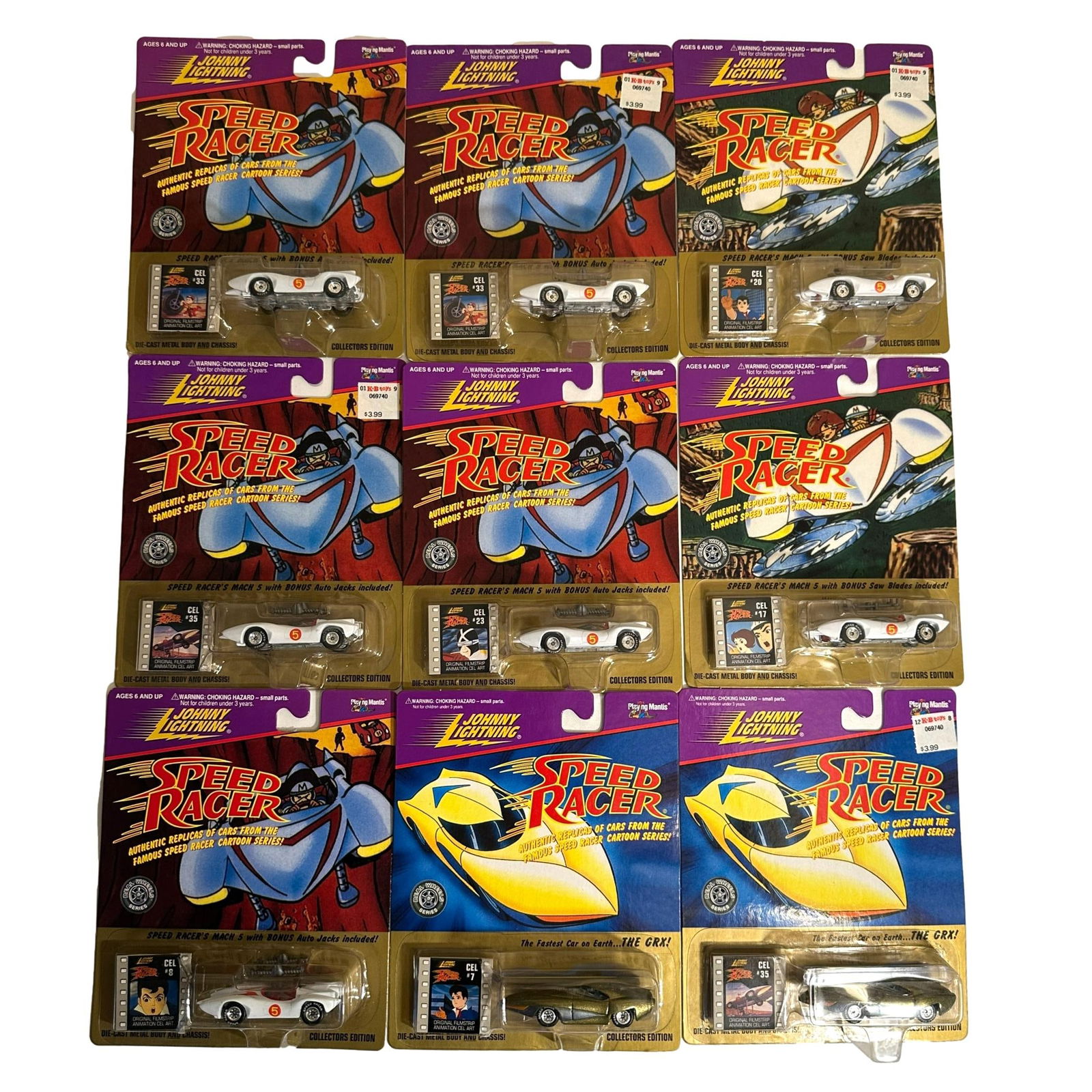 Lot of 9 Johnny Lightening Speed Racer Toy Cars with Filmstrip Animation Cel Art (1 of 7)