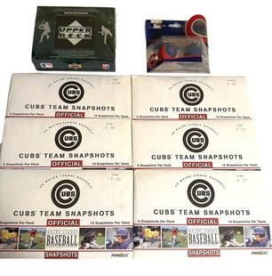 6 Packs of Chicago Cubs Snapshots, Set of Hologram Cards, Etc.: Some packs have been opened, others are still sealed. Please note lots may show signs of wear commensurate with age and use, and the lack of a statement regarding condition does not imply the lot is i