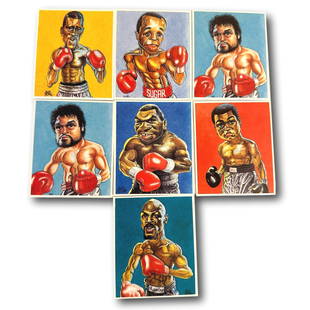 Vintage Bob Hoare Boxing Caricatures Trading Cards: Please note lots may show signs of wear commensurate with age and use, and the lack of a statement regarding condition does not imply the lot is in perfect condition or completely free from defects or