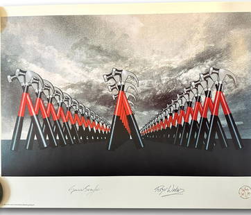 Pink Floyd "The Wall" 1982 Lithograph with COA: Measures 26" x 20" approximately. Will be mailed in a tube. Please note lots may show signs of wear commensurate with age and use, and the lack of a statement regarding condition does not imply the lo