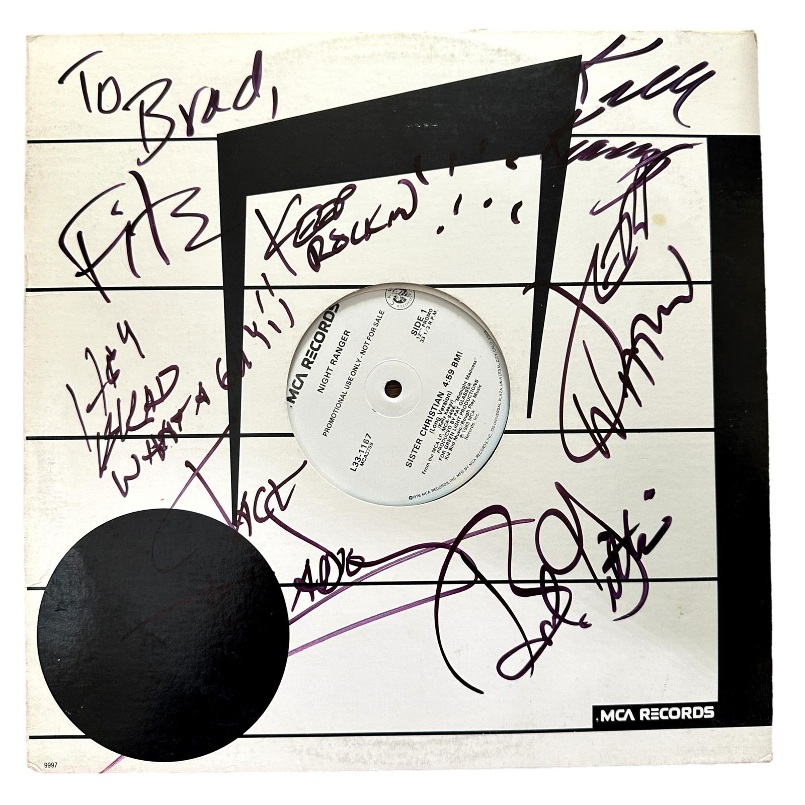 Promotional Night Ranger Sister Christian Autographed Album (1 of 4)