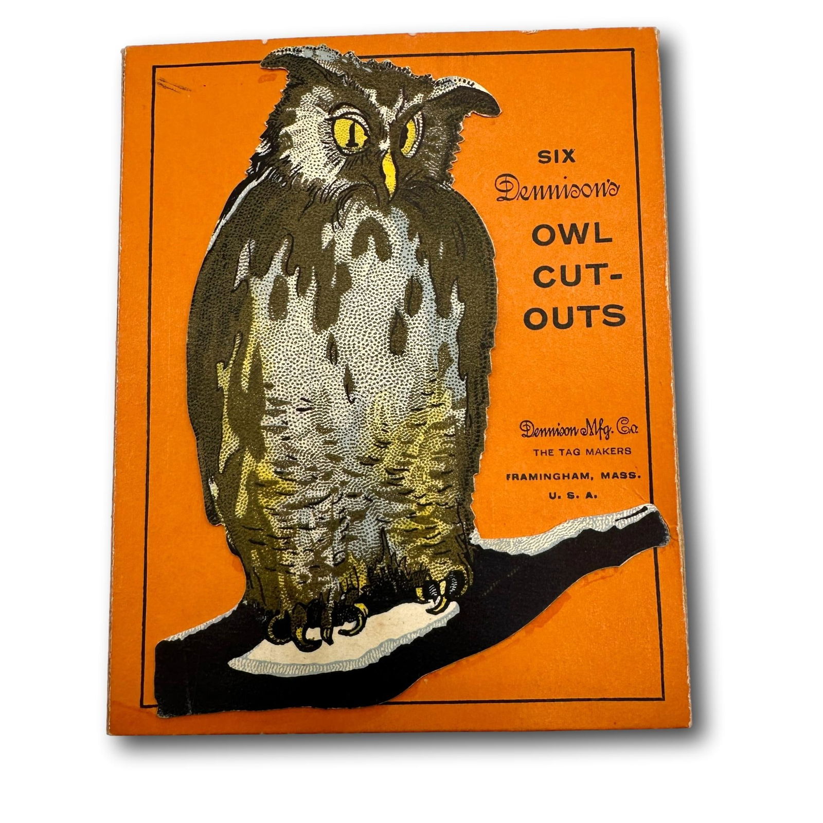 Vintage Dennison Package of 6 Halloween Owl Gummed Seals Stickers (1 of 4)