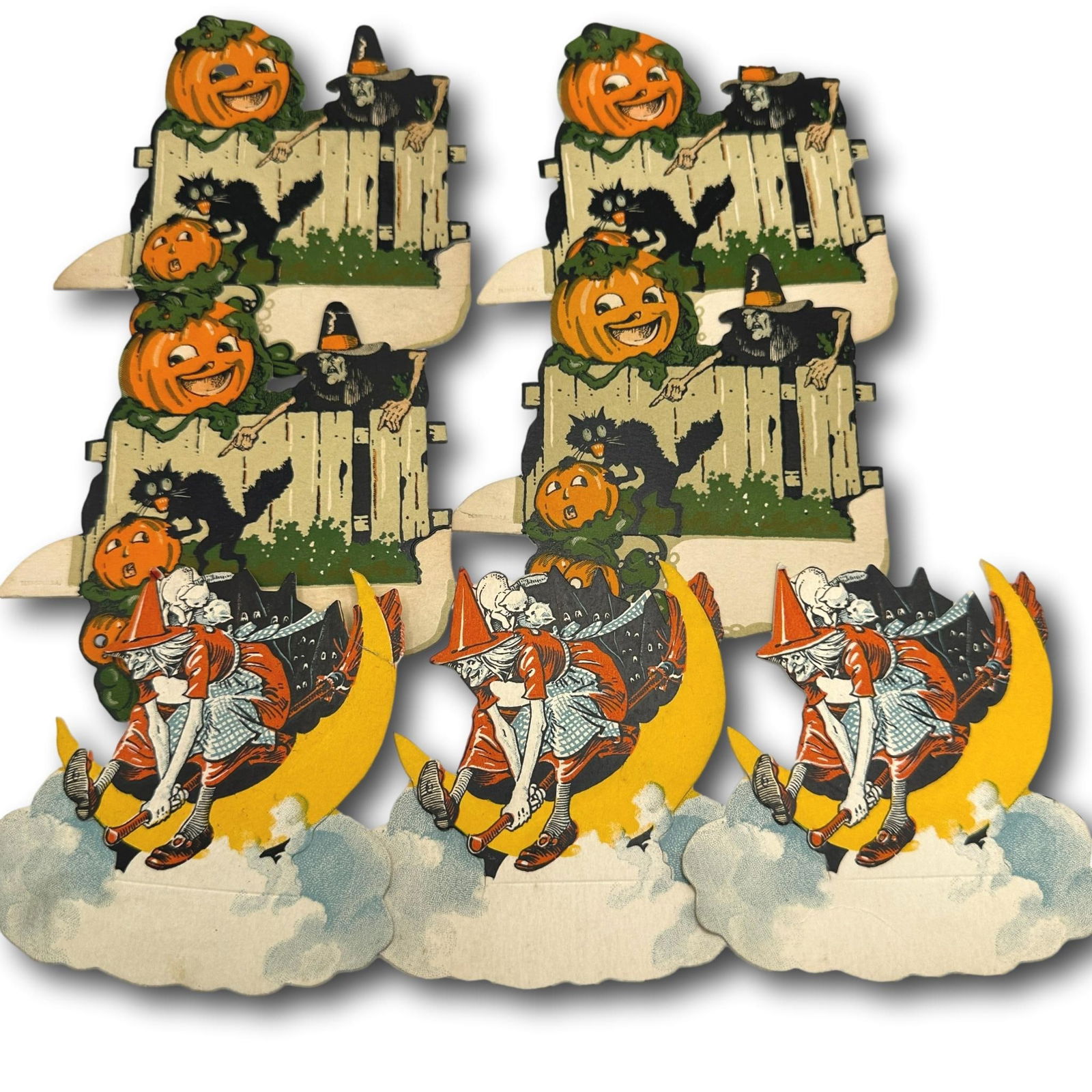 Vintage Dennison Halloween Decorative Cutouts - Cats and Witches (1 of 1)