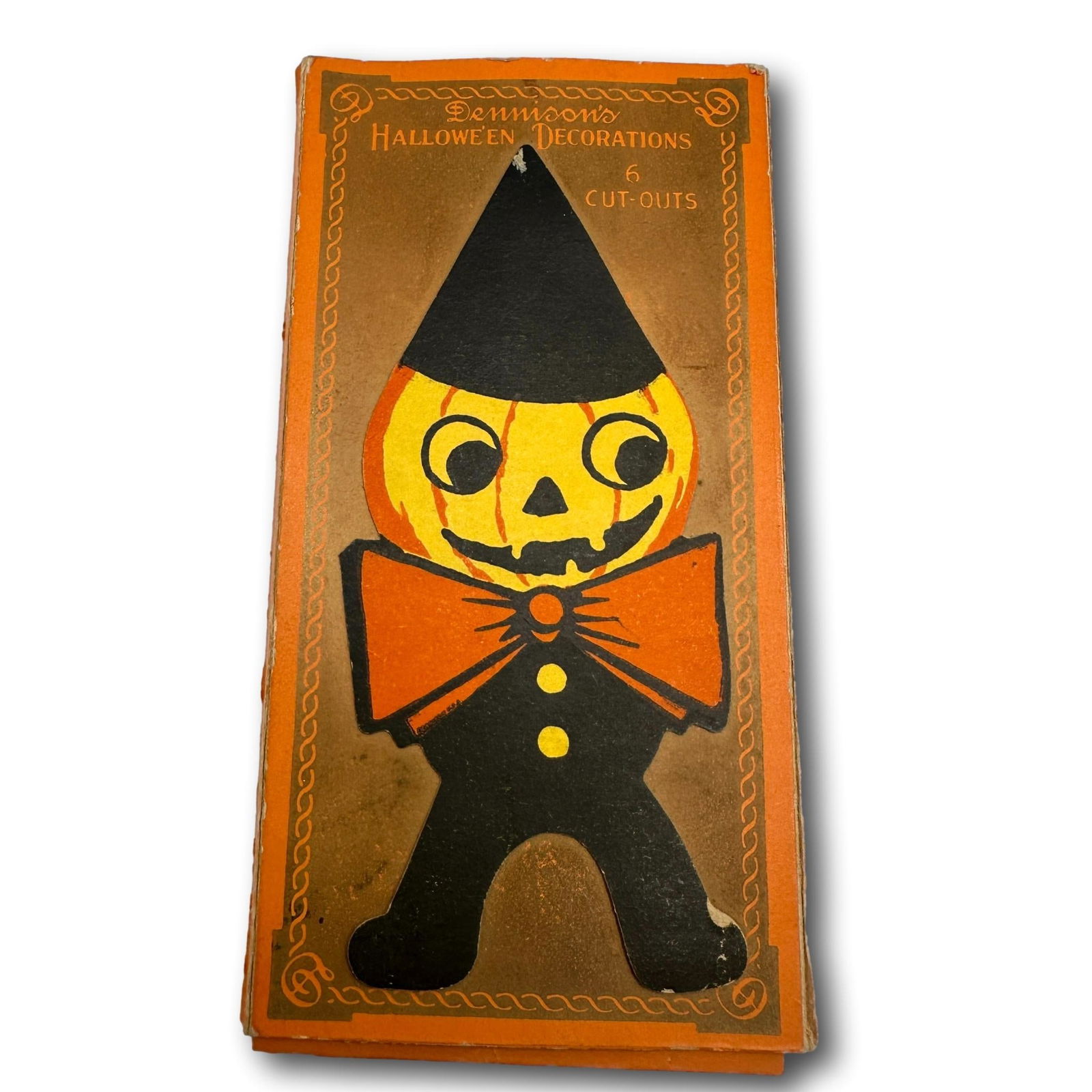 Vintage Dennison Halloween Full Package of 6 Pumpkin Man Cut-outs (1 of 5)