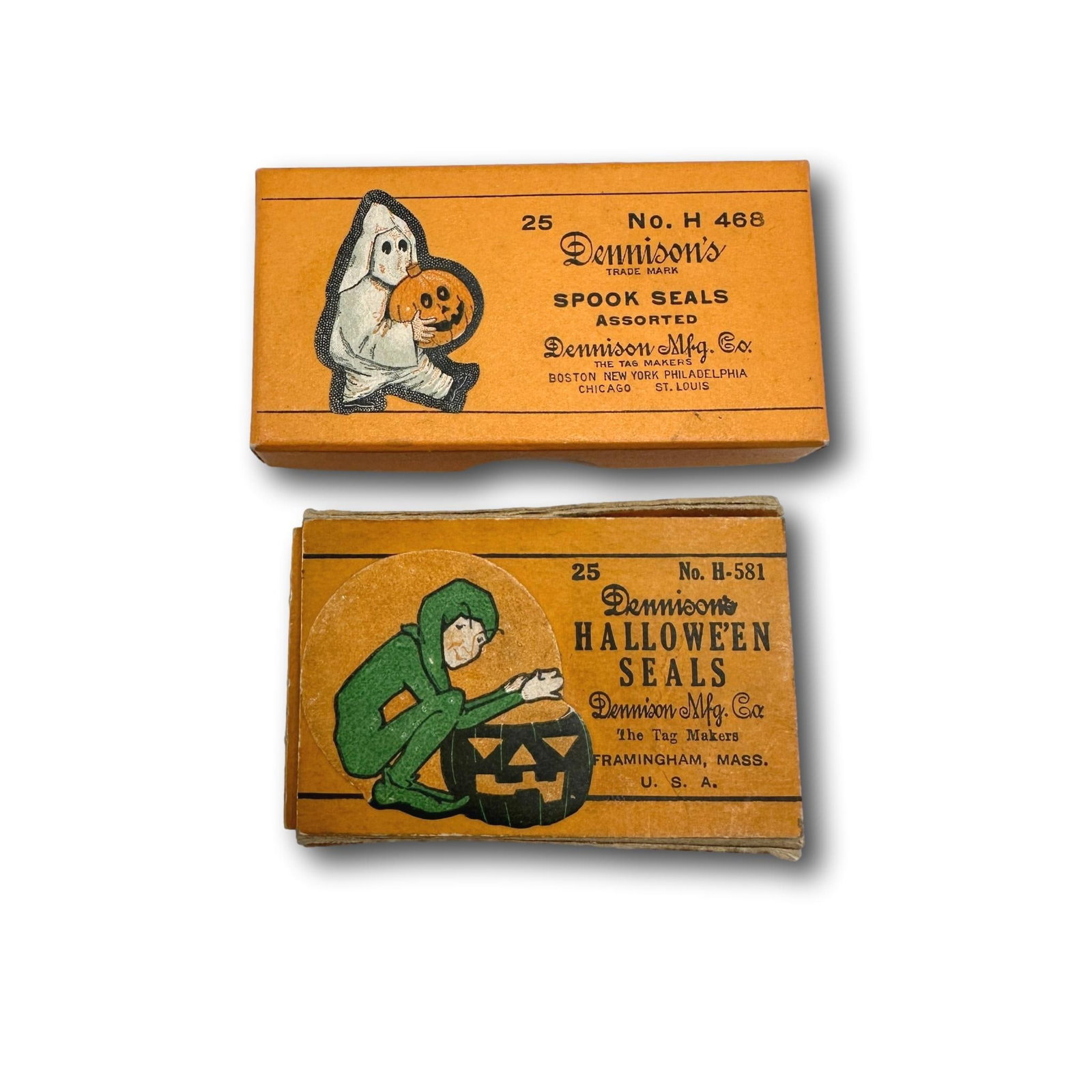 Vintage Dennison Halloween Assorted Gummed Seals Stickers in Original Package: Low Estimate $100 - High Estimate $200. All lots in this auction come from a lifetime of collecting Halloween and Christmas memorabilia. Our collector has amassed some of the rarest and hard to find i