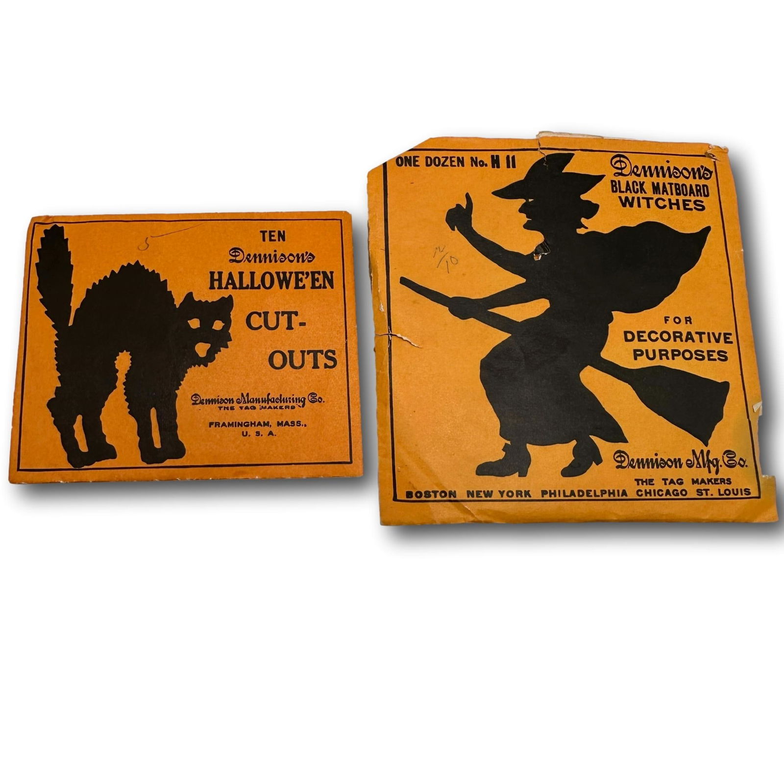 Vintage Dennison Halloween Black Cat and Witch Silhouette Cut-Outs (1 of 6)