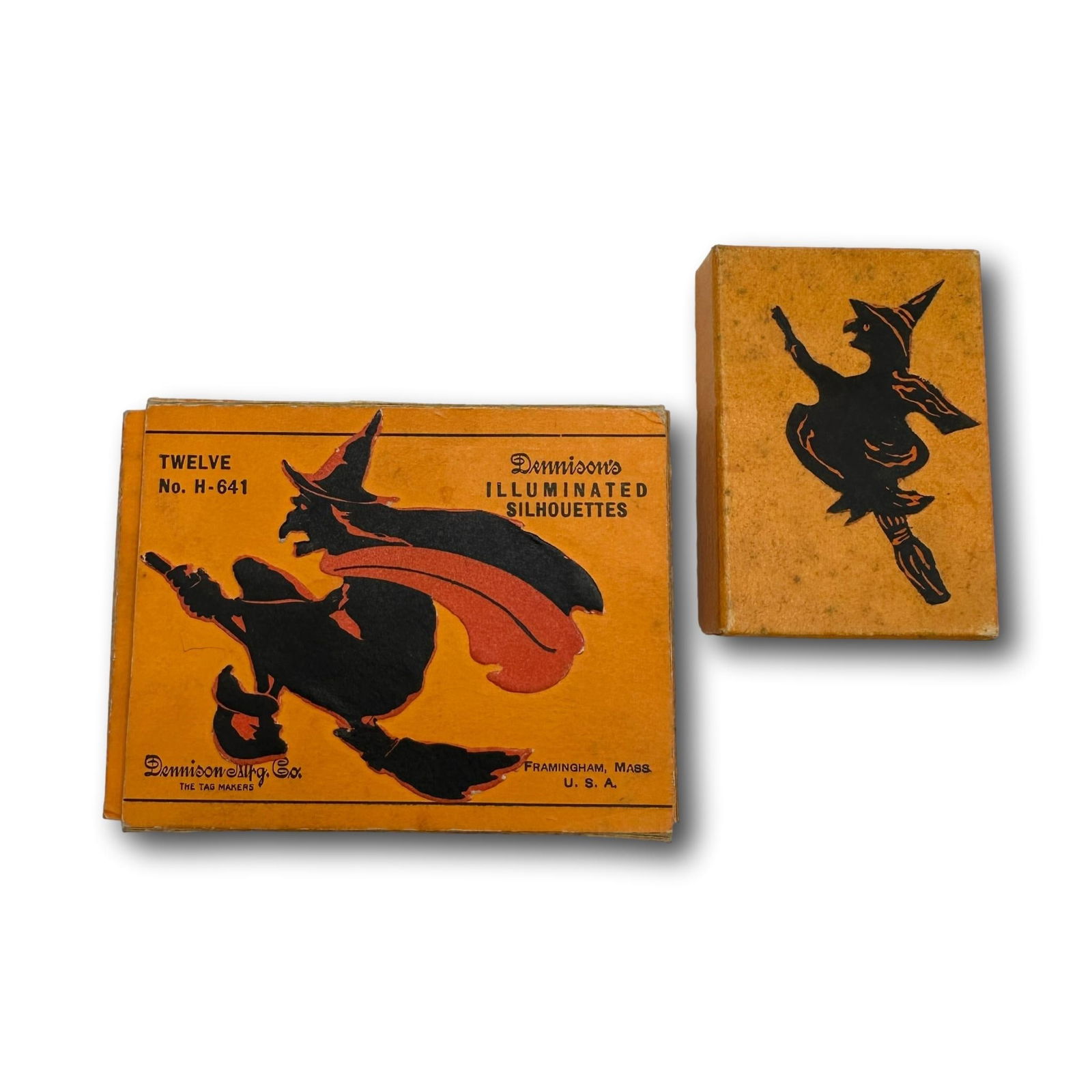 Vintage Dennison Halloween Witch Illuminated Silhouettes and Gummed Seals Stickers (1 of 7)