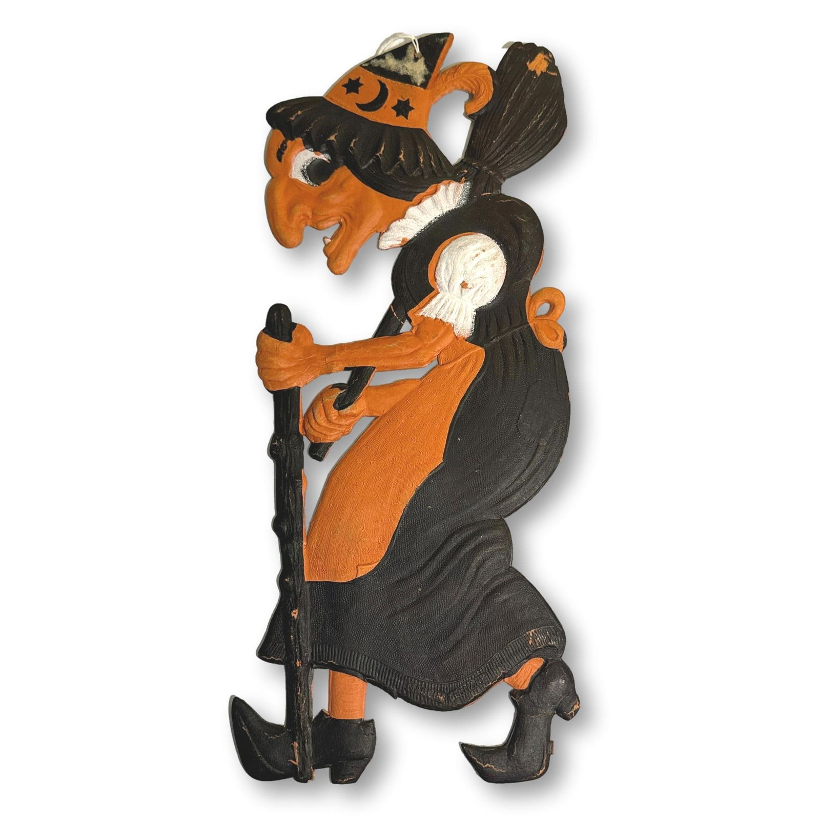 Vintage German Die Cut Heavy Embossed Cardboard Witch Halloween Decoration (1 of 5)