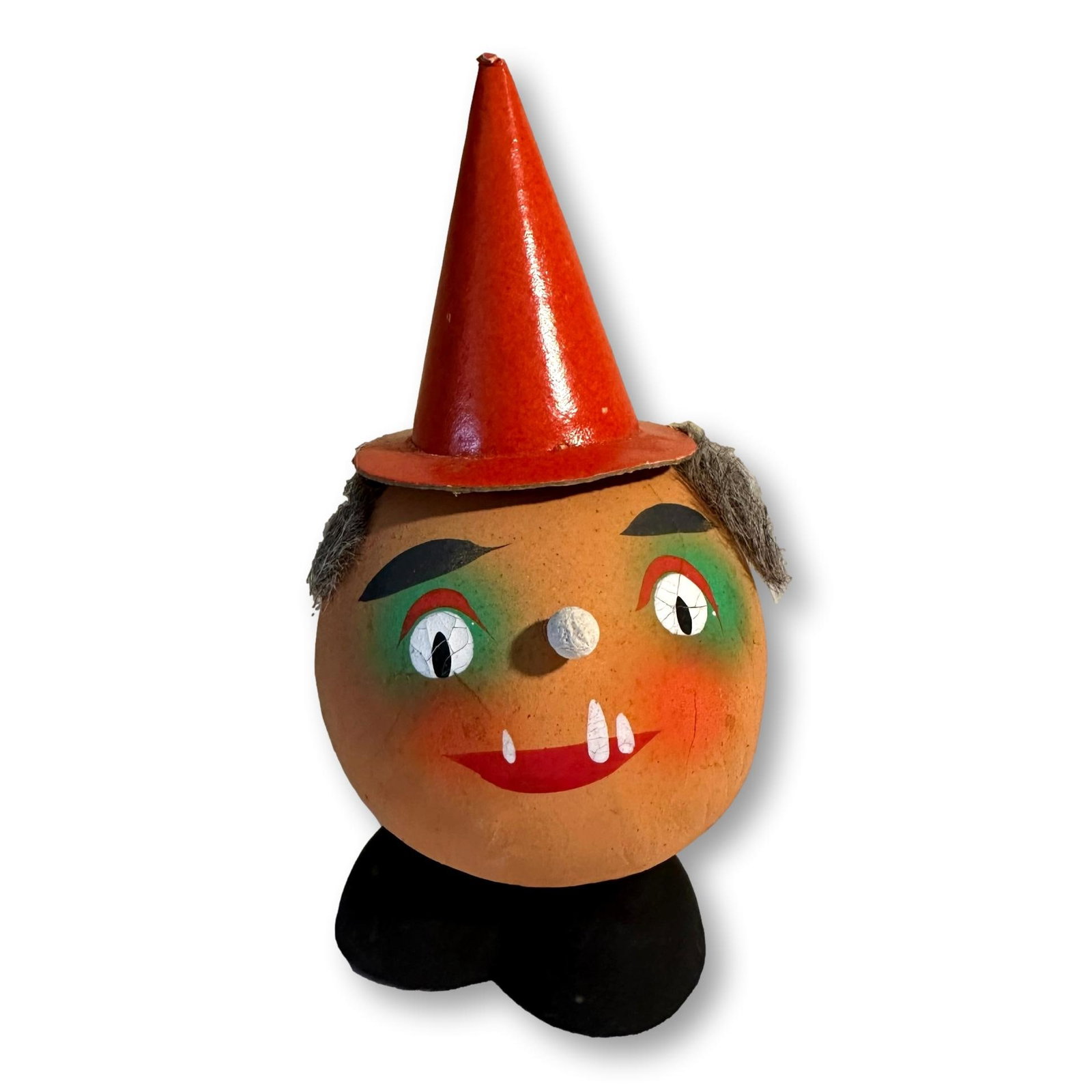 Vintage West Germany Halloween Pressed Cardboard Witch Head Candy Container (1 of 6)