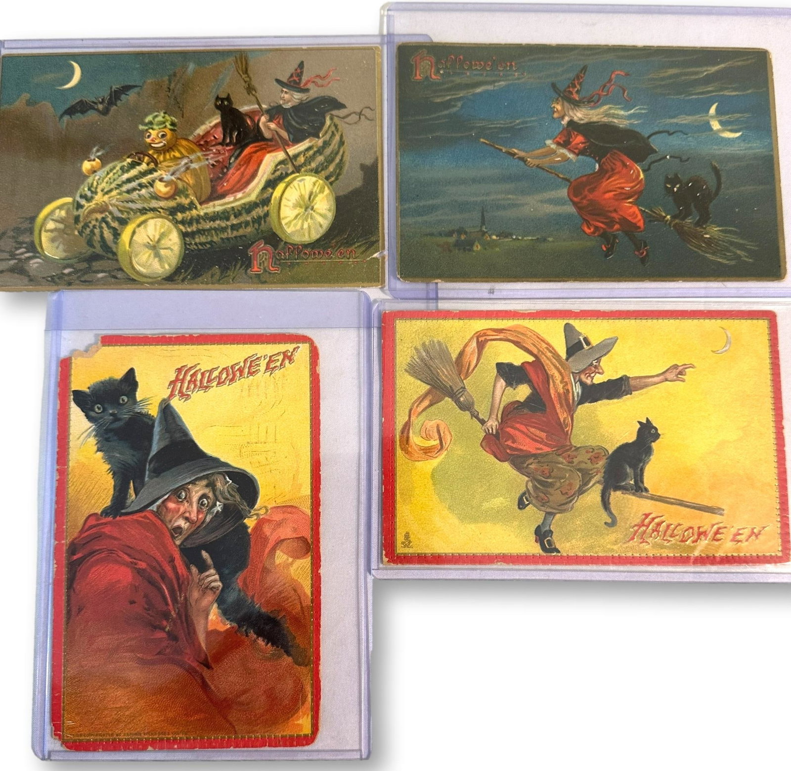 Lot of 4 Embossed Tucks Antique Early 1900's Halloween Post Cards (1 of 9)