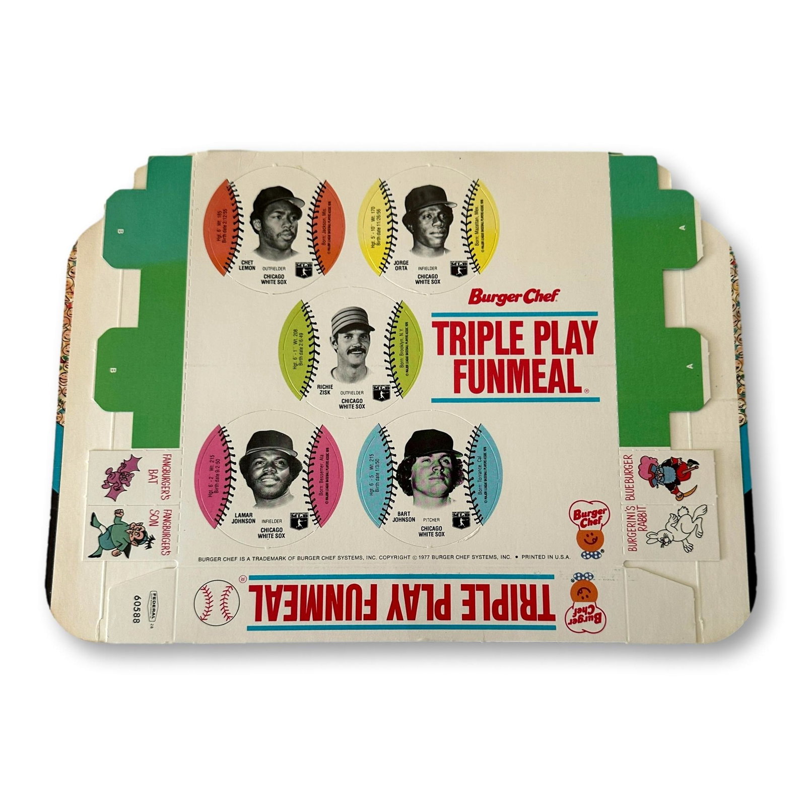 1977 Burger Chef White Sox Baseball Disc Tiple Play Funmeal Complete Box (1 of 9)
