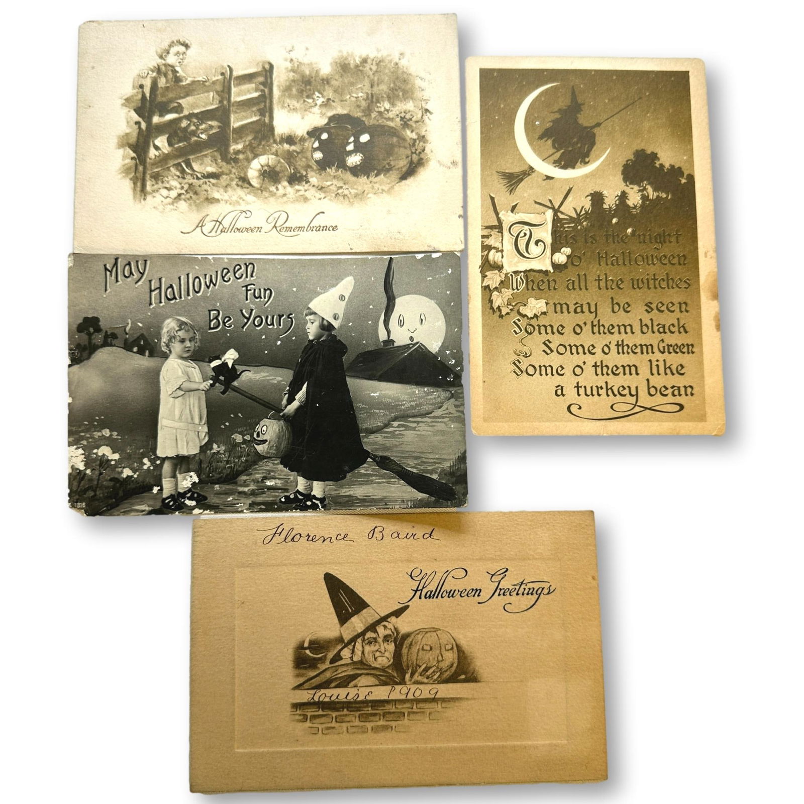 Antique Black and White Halloween Post Cards (1 of 6)