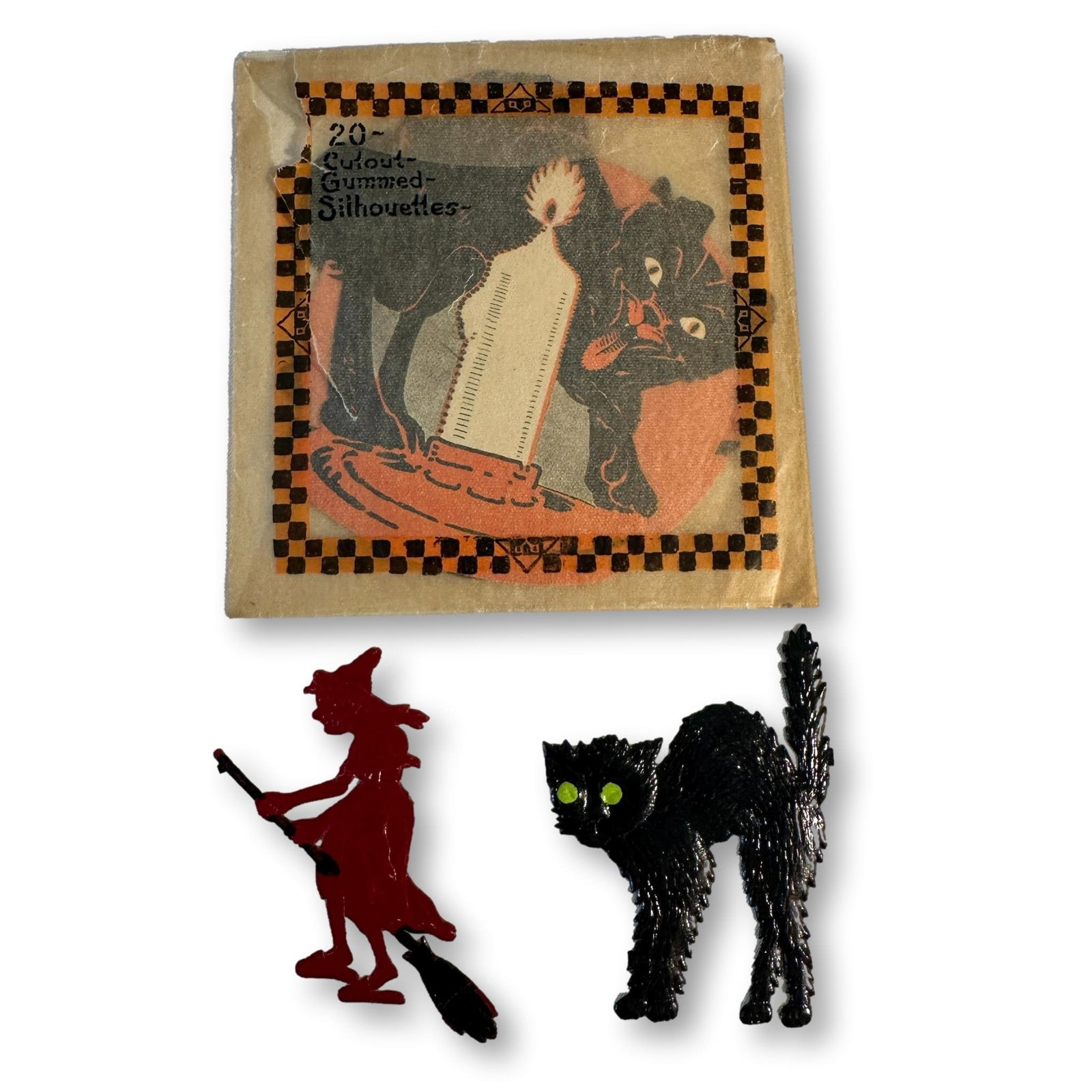 Vintage Gummed Cutout Silhouettes: All lots in this auction come from a lifetime of collecting Halloween and Christmas memorabilia. Our collector has amassed some of the rarest and hard to find items spanning over 150 years of holiday 