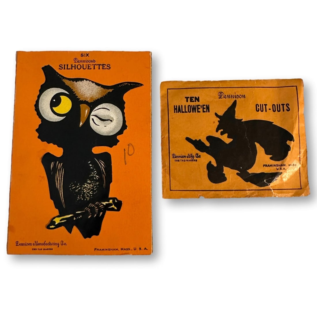 Antique Dennison's Owl and Witch Halloween Seals: All lots in this auction come from a lifetime of collecting Halloween and Christmas memorabilia. Our collector has amassed some of the rarest and hard to find items spanning over 150 years of holiday 
